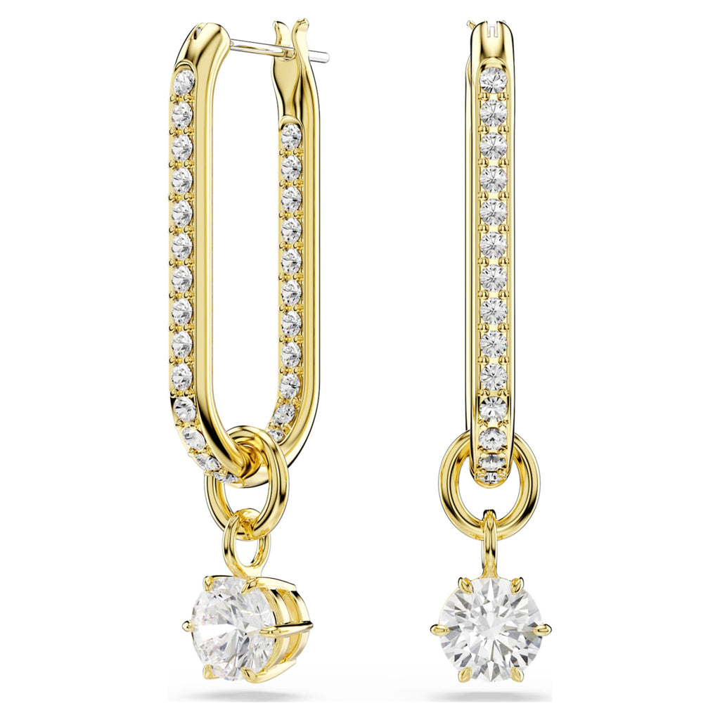 Swarovski Constella drop earrings Round cut, White, 18K gold finish