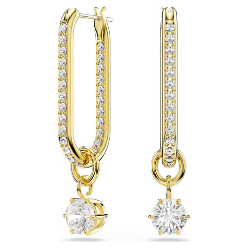 Swarovski Constella drop earrings Round cut, White, 18K gold finish