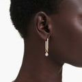 Swarovski Constella drop earrings Round cut, White, 18K gold finish