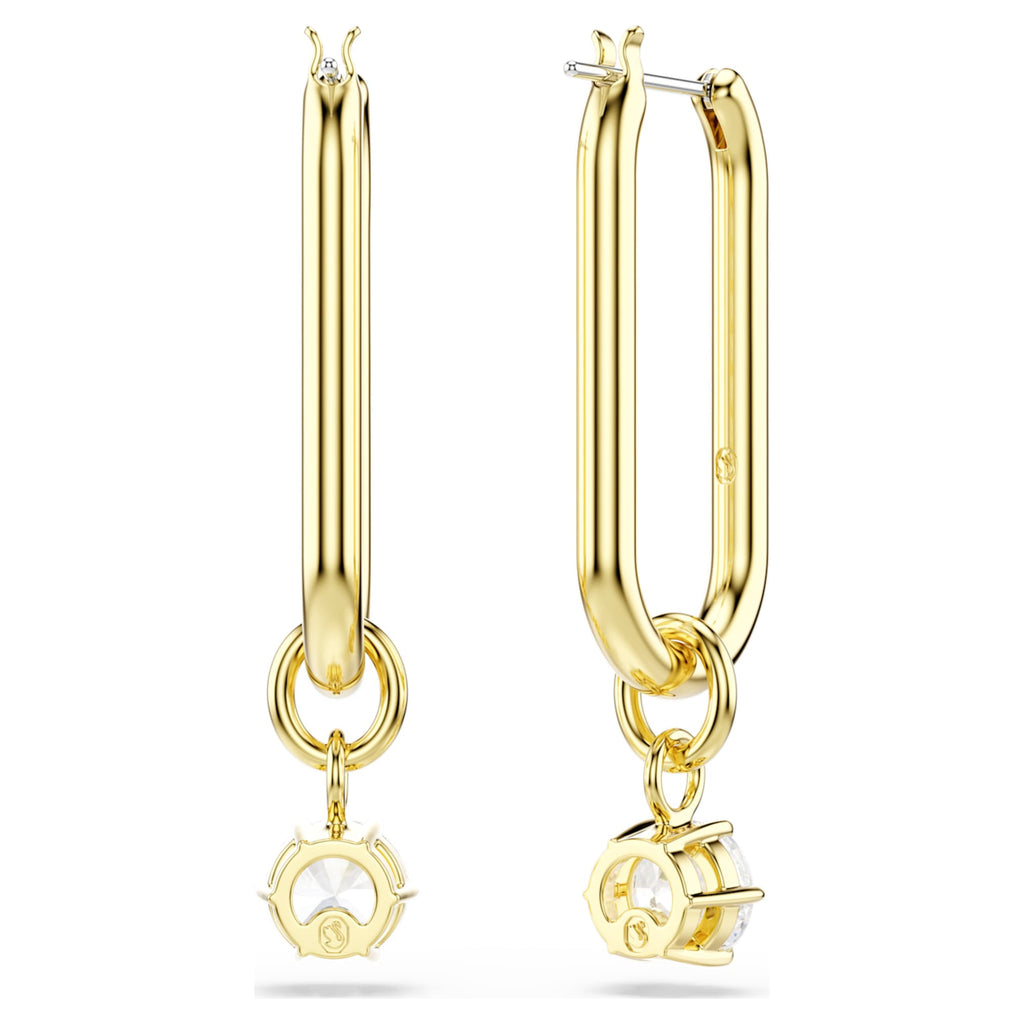 Swarovski Constella drop earrings Round cut, White, 18K gold finish