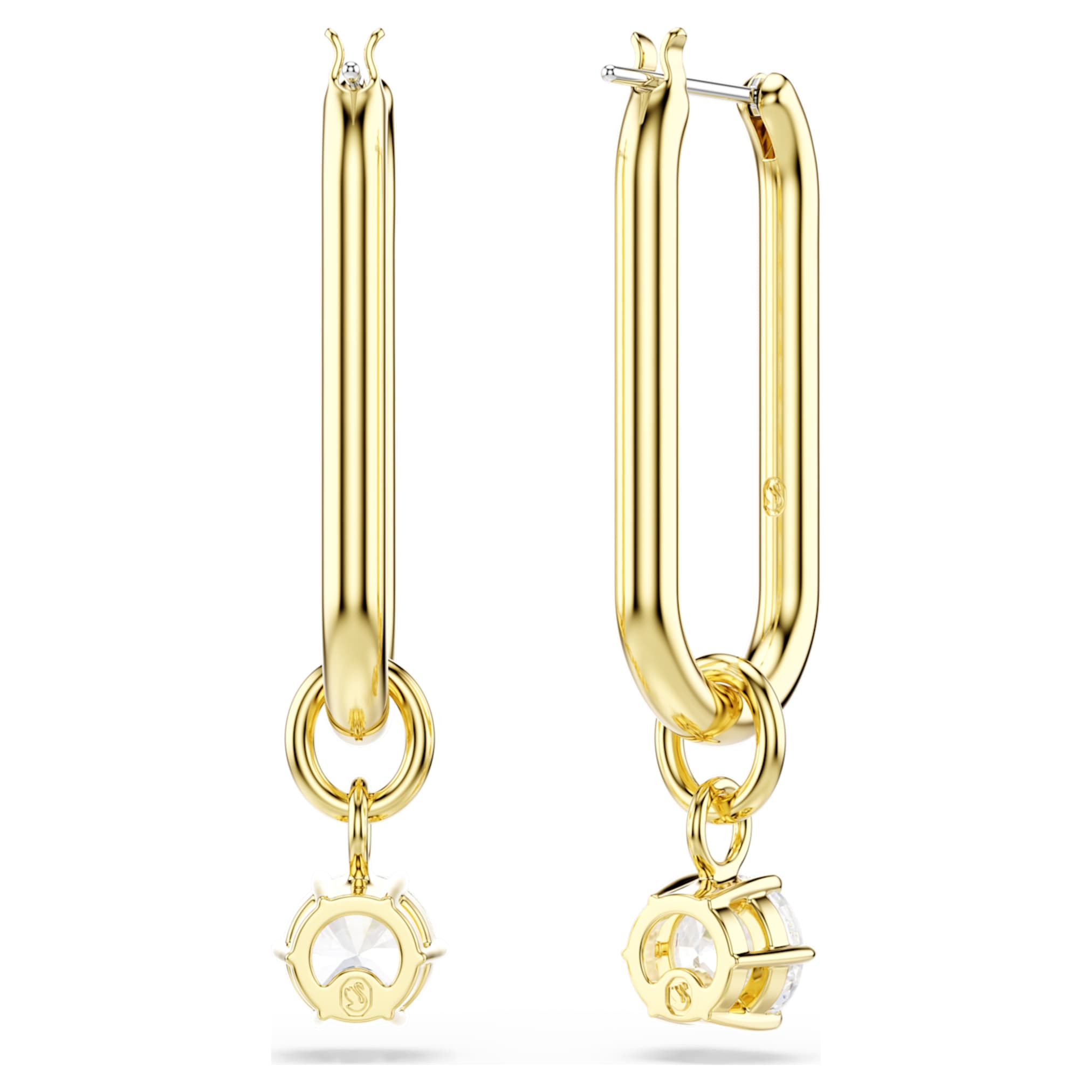 Swarovski Constella drop earrings Round cut, White, 18K gold finish