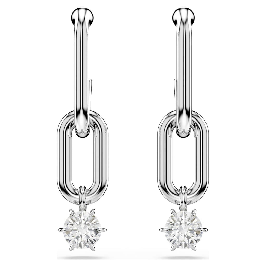 Swarovski Constella drop earrings Round cut, White, Rhodium plated