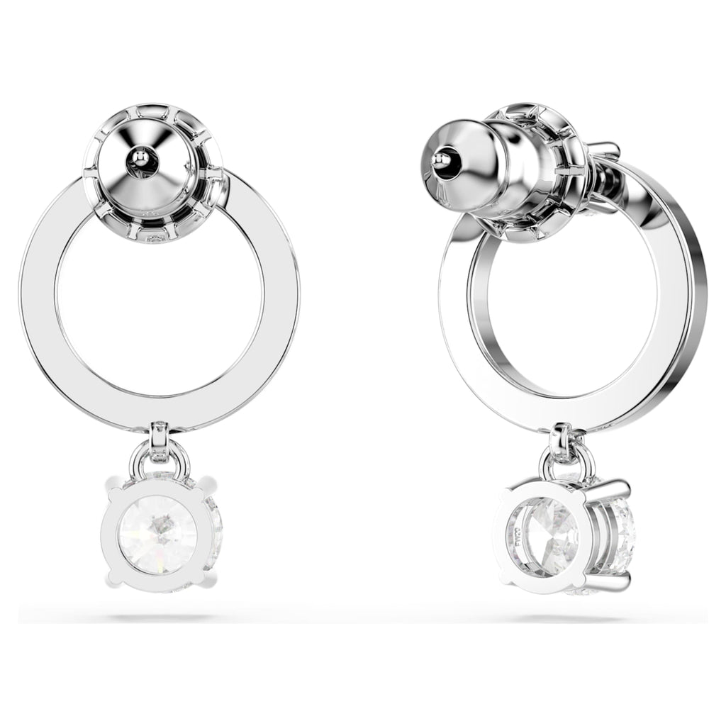 Swarovski Constella hoop earrings Round cut, White, Rhodium plated