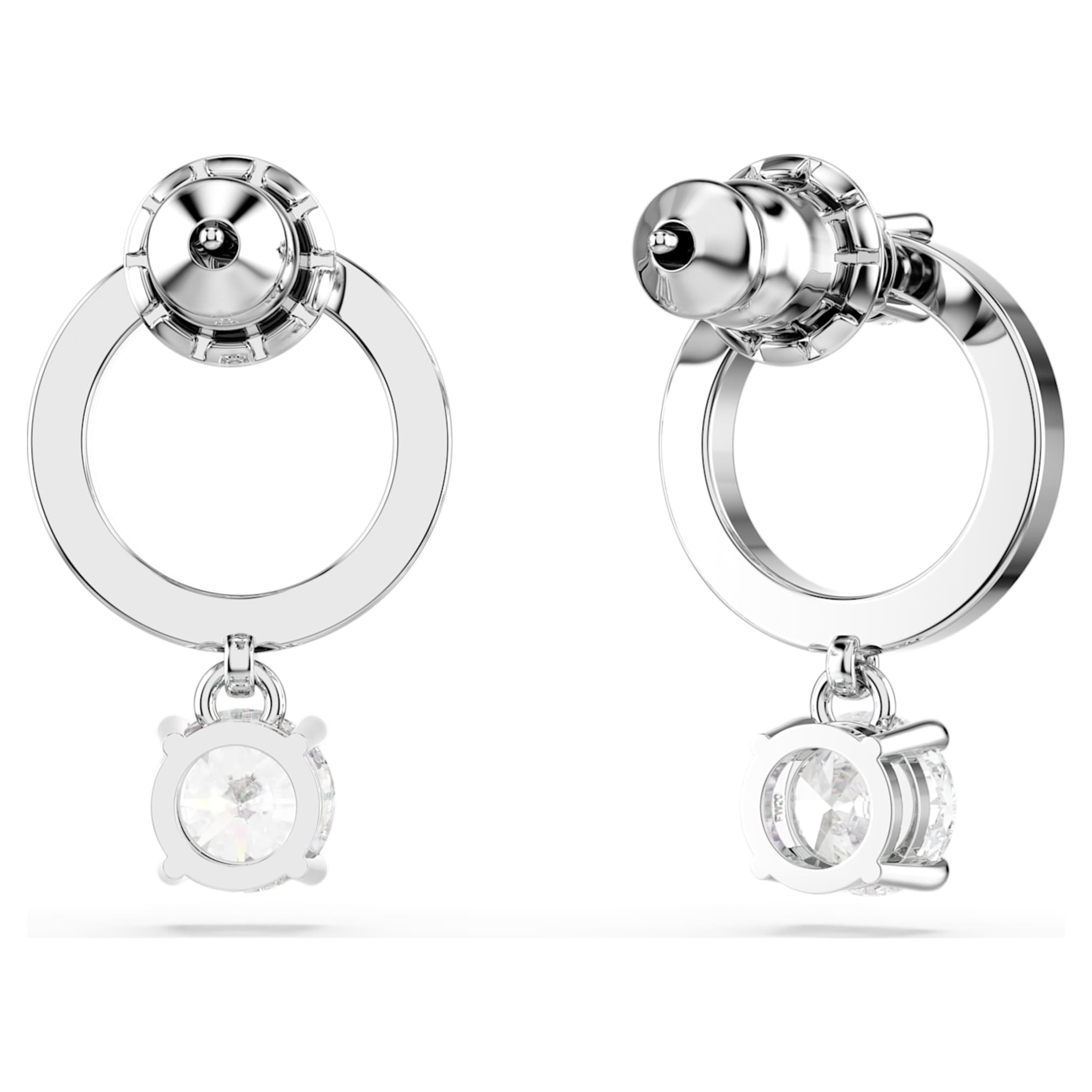 Swarovski Constella hoop earrings Round cut, White, Rhodium plated