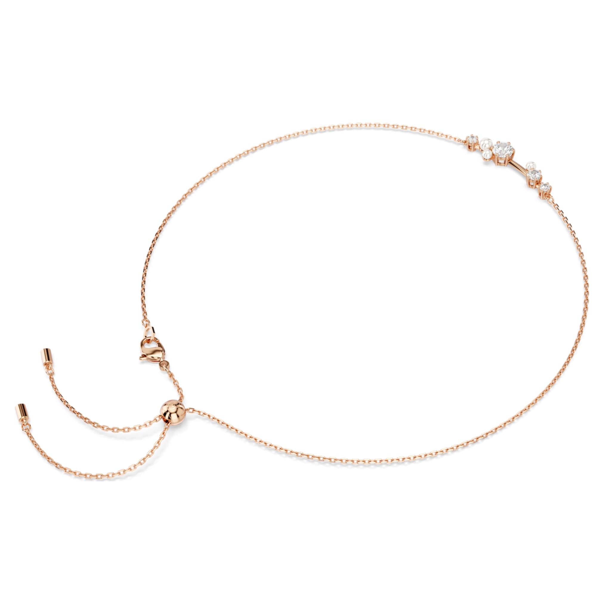 Swarovski Constella necklace Crystal pearl, Round cuts, White, 18K rose gold finish