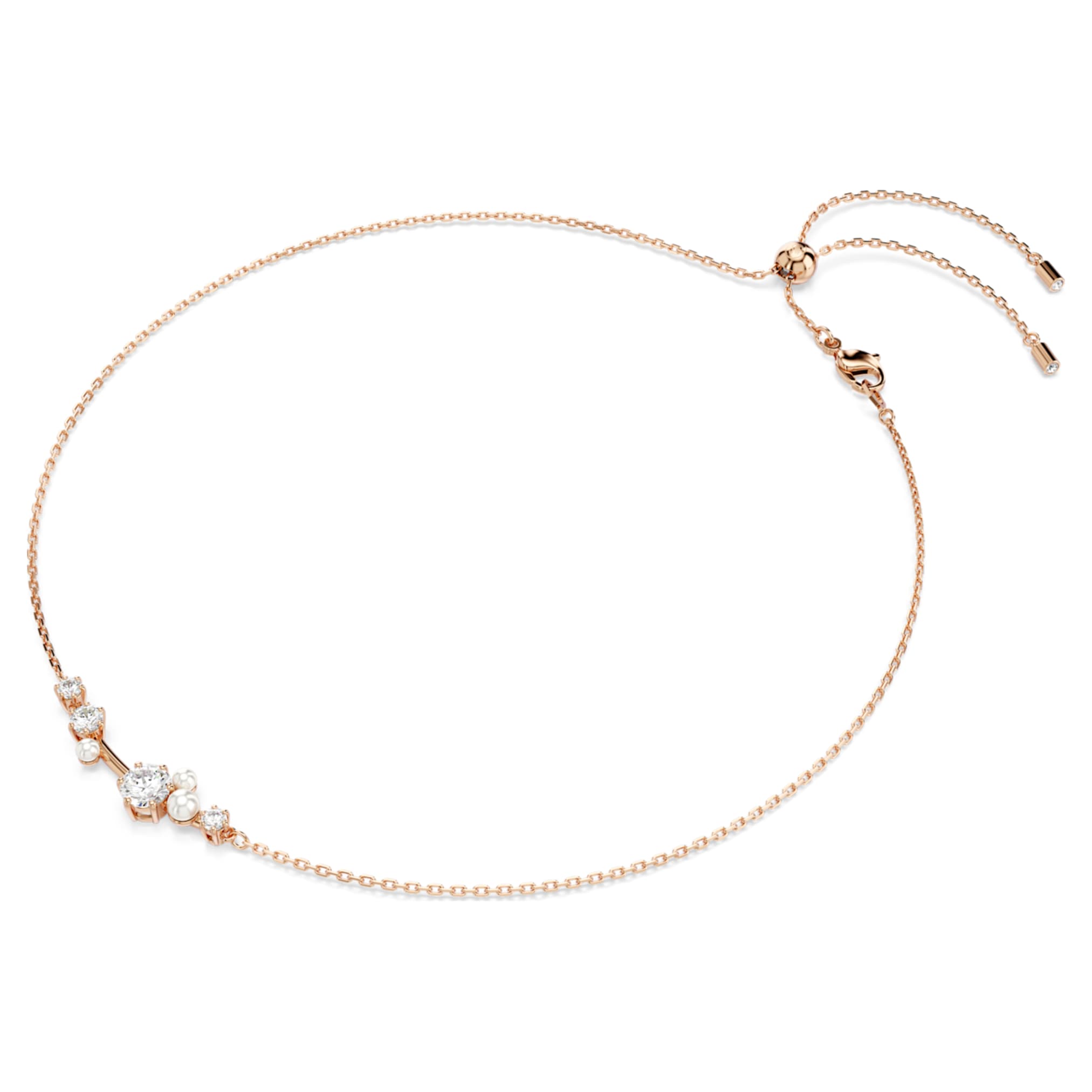 Swarovski Constella necklace Crystal pearl, Round cuts, White, 18K rose gold finish