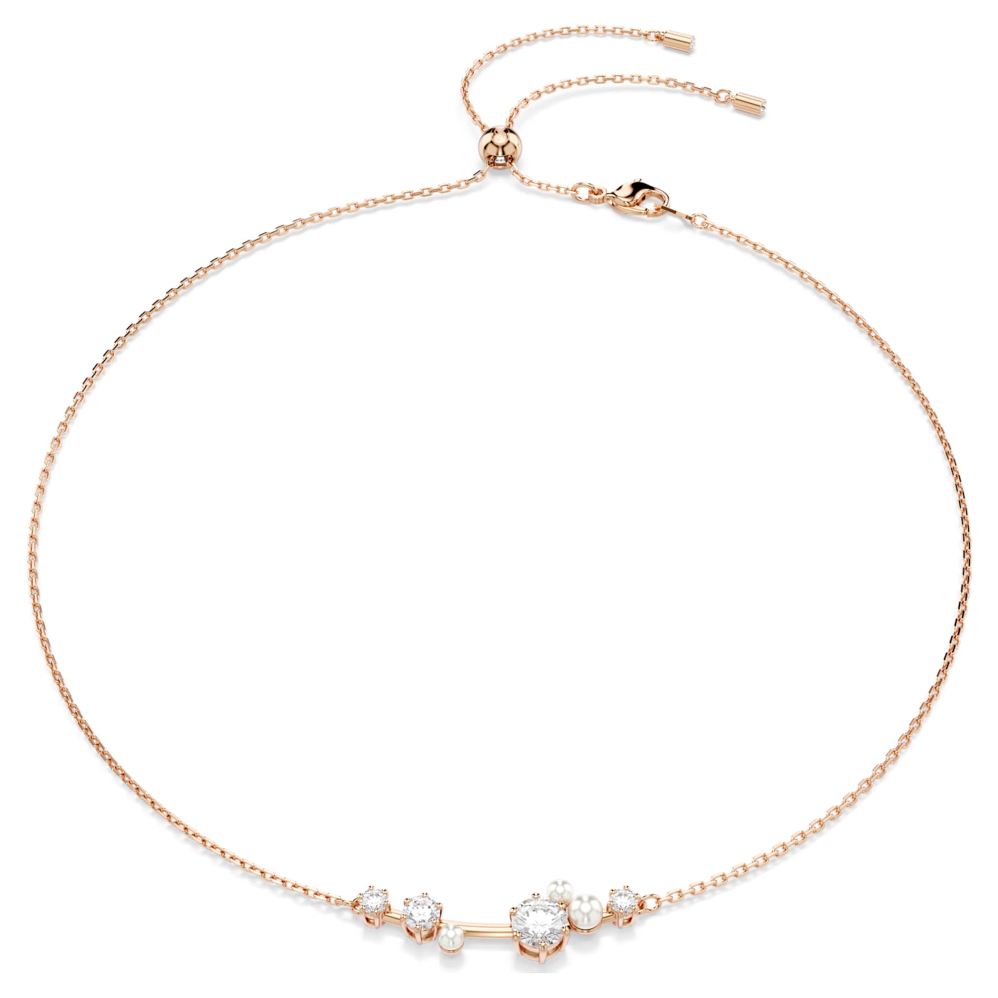Swarovski Constella necklace Crystal pearl, Round cuts, White, 18K rose gold finish