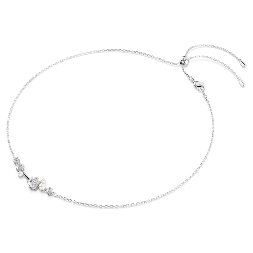Swarovski Constella necklace Crystal pearl, Round cuts, White, Rhodium plated