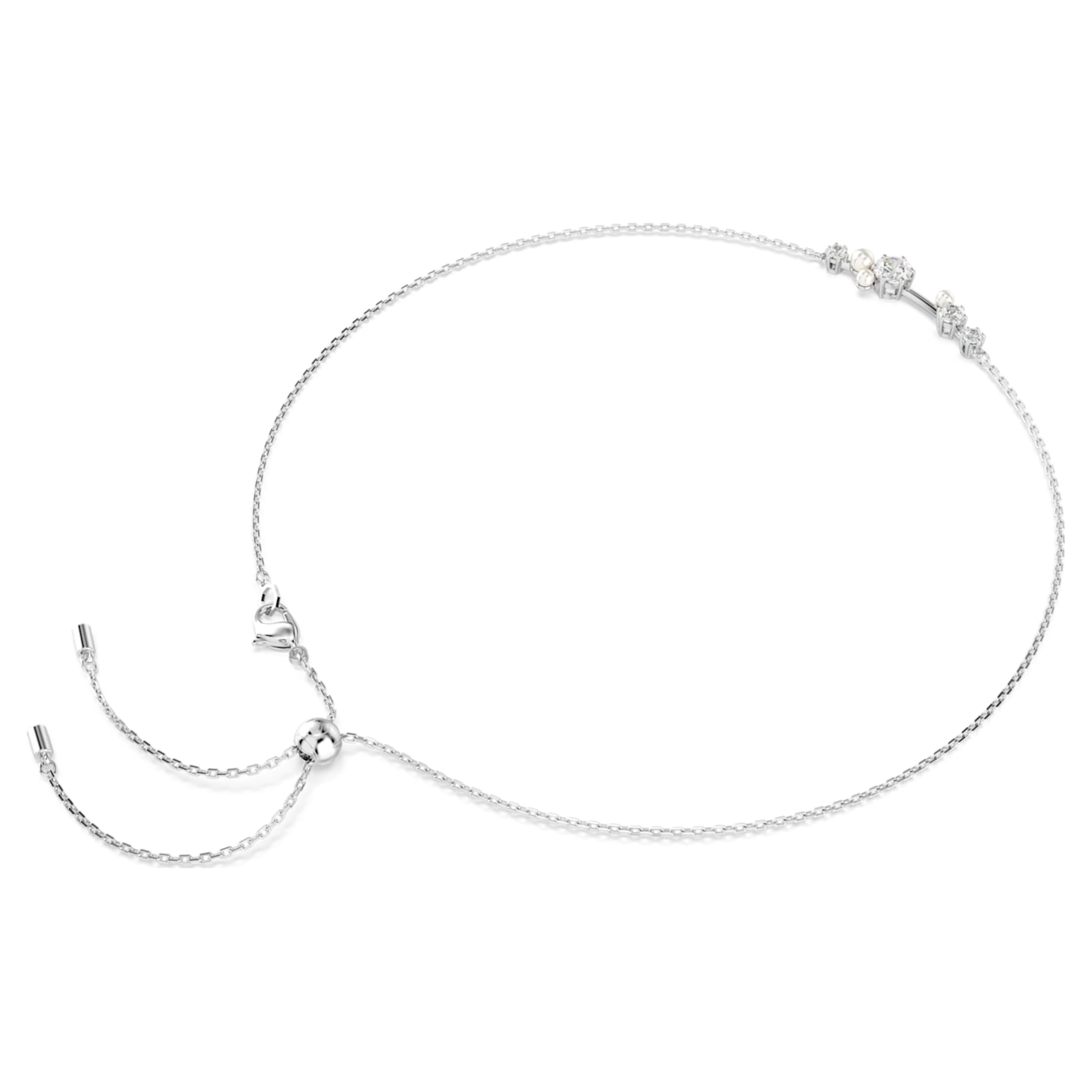 Swarovski Constella necklace Crystal pearl, Round cuts, White, Rhodium plated