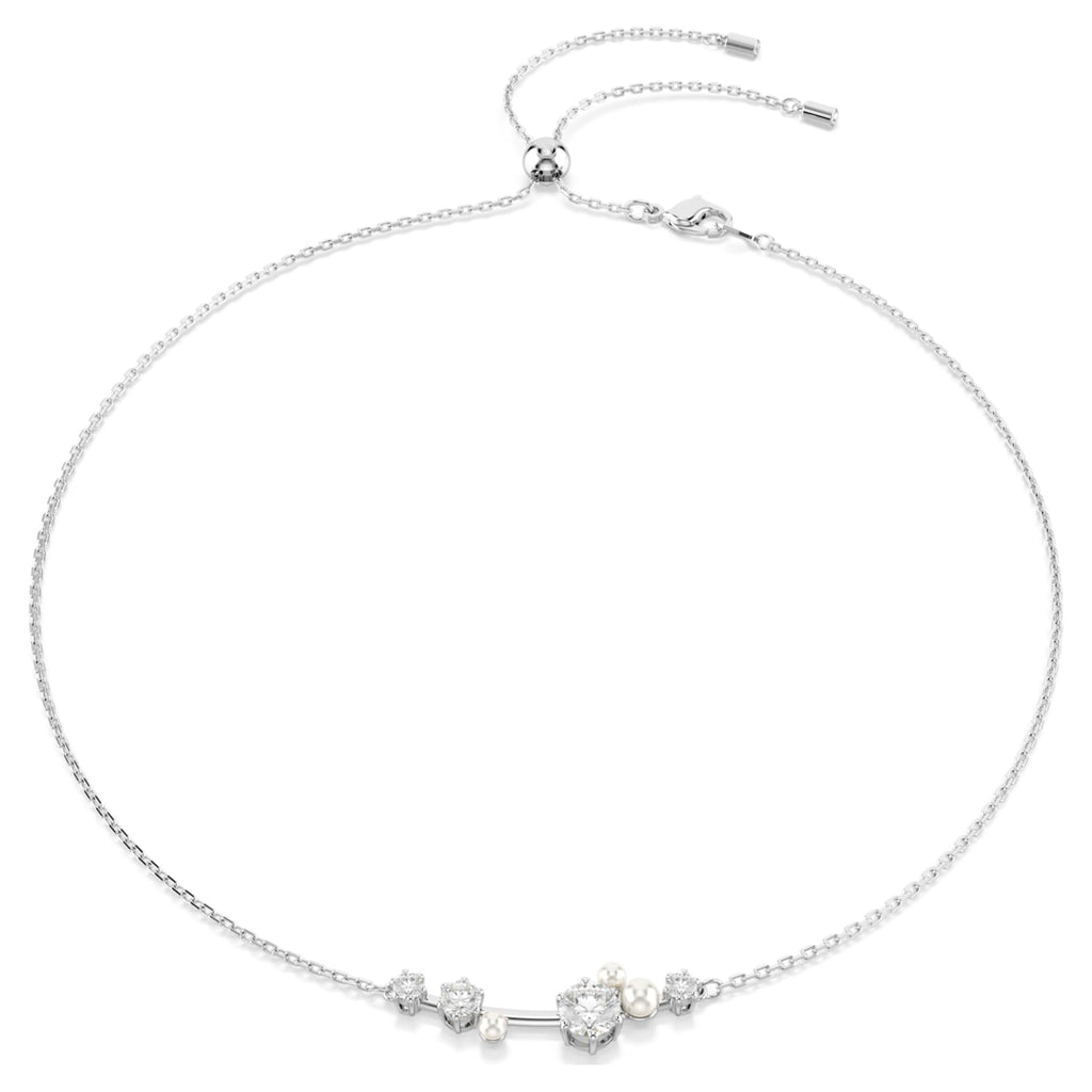 Swarovski Constella necklace Crystal pearl, Round cuts, White, Rhodium plated