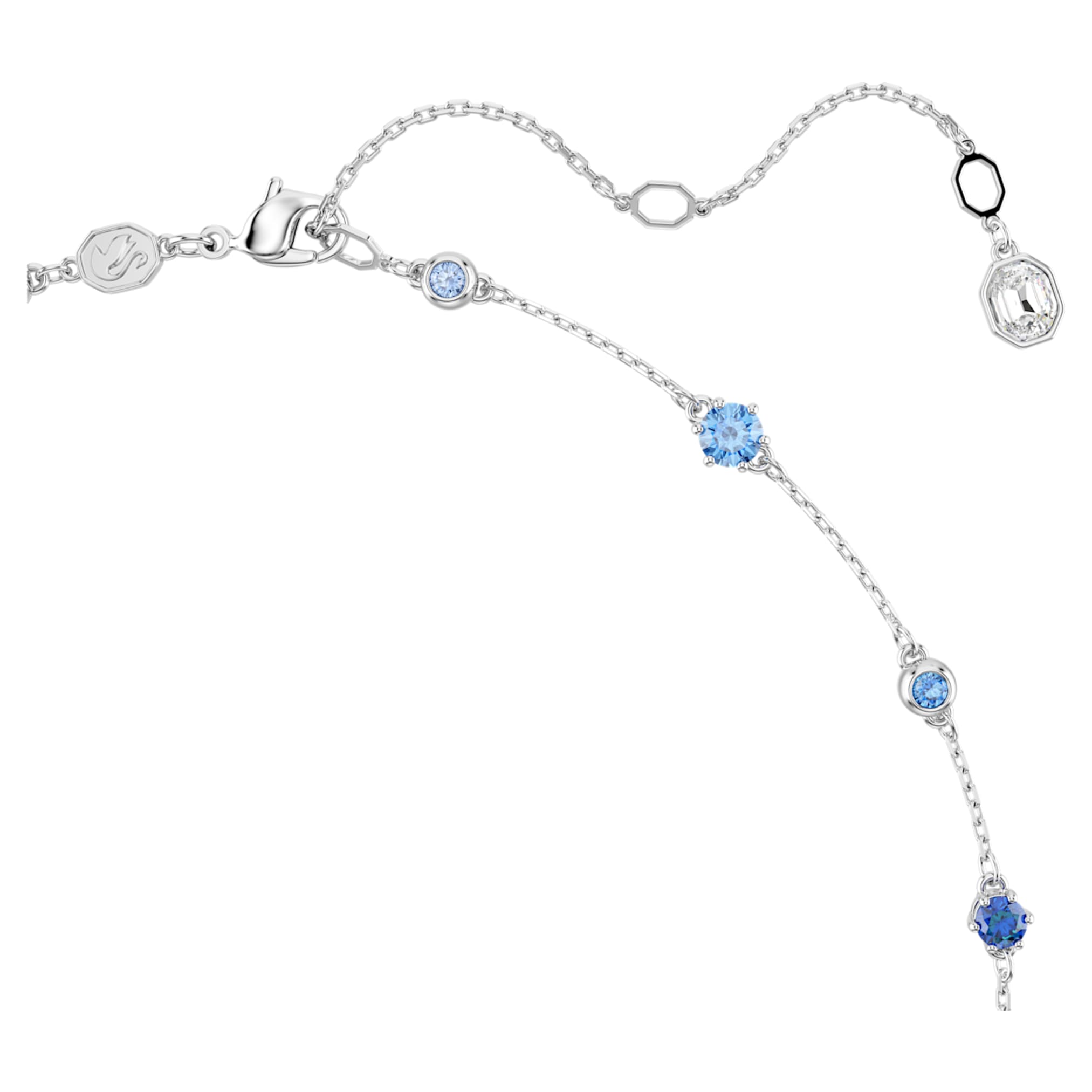 Swarovski Constella necklace Mixed cuts, Blue, Rhodium plated