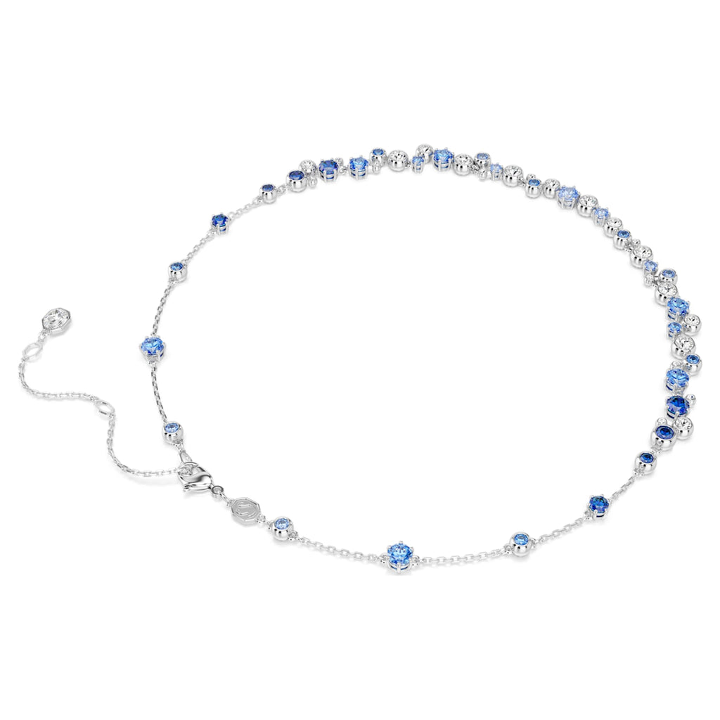 Swarovski Constella necklace Mixed cuts, Blue, Rhodium plated