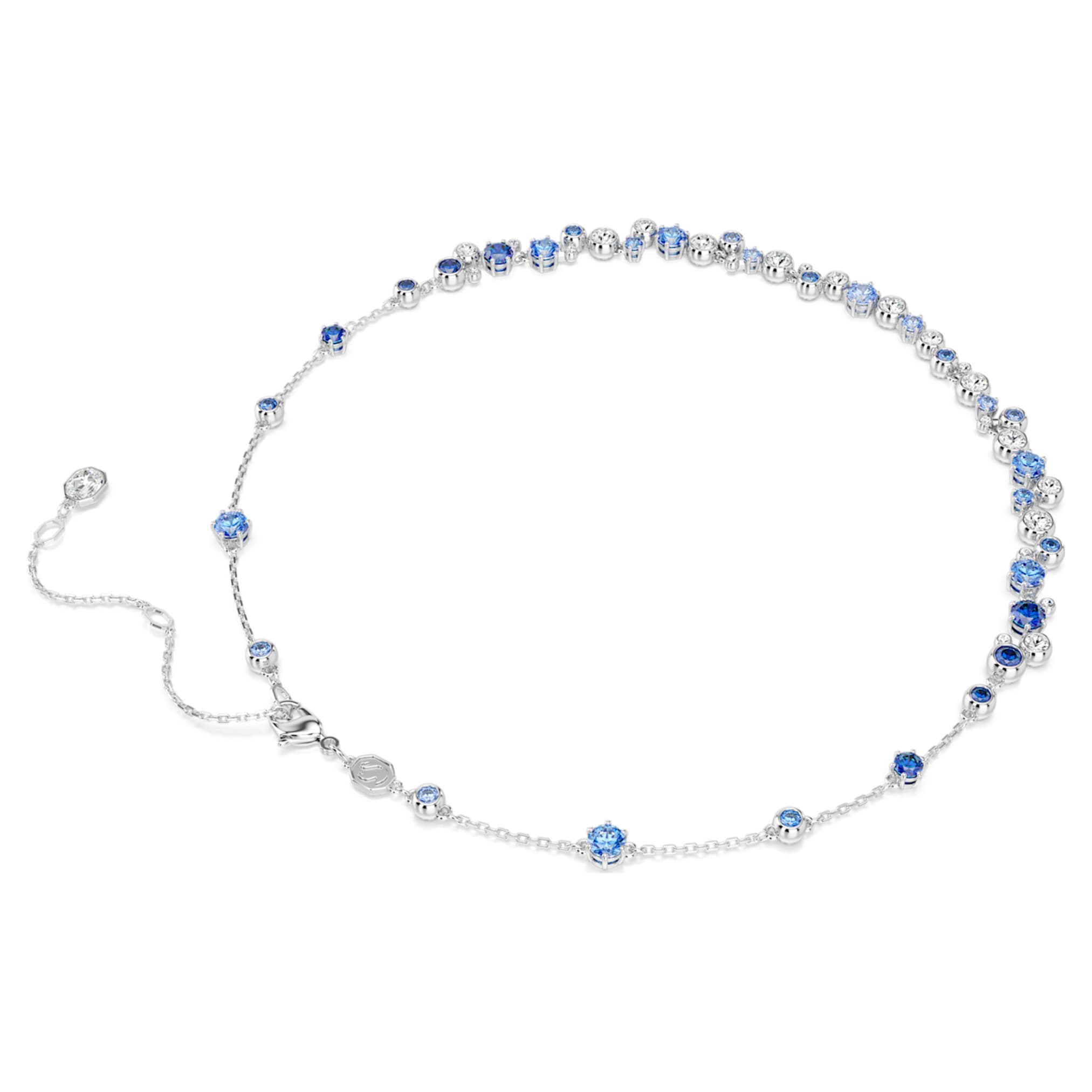 Swarovski Constella necklace Mixed cuts, Blue, Rhodium plated