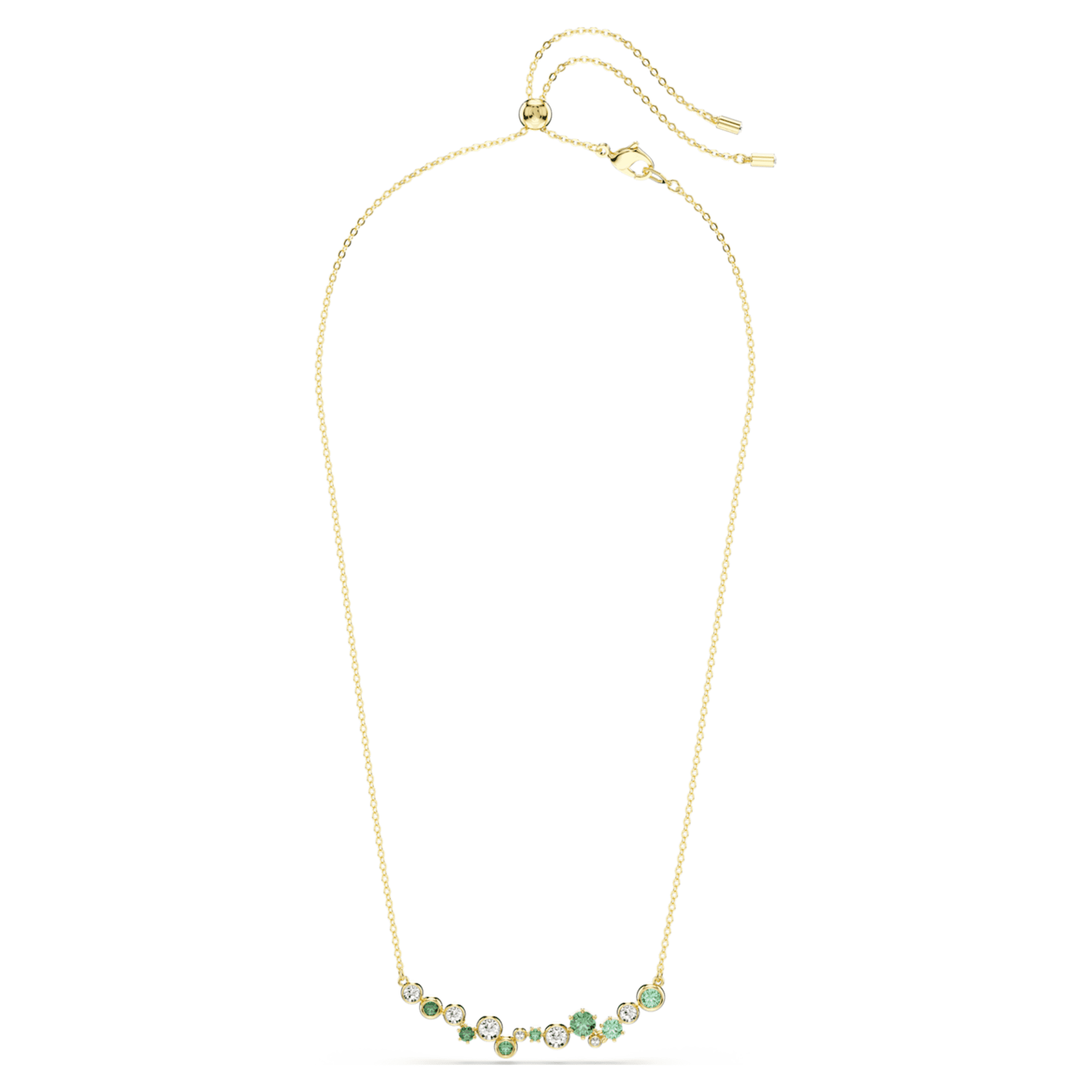 Swarovski Constella necklace Mixed cuts, Green, 18K gold finish