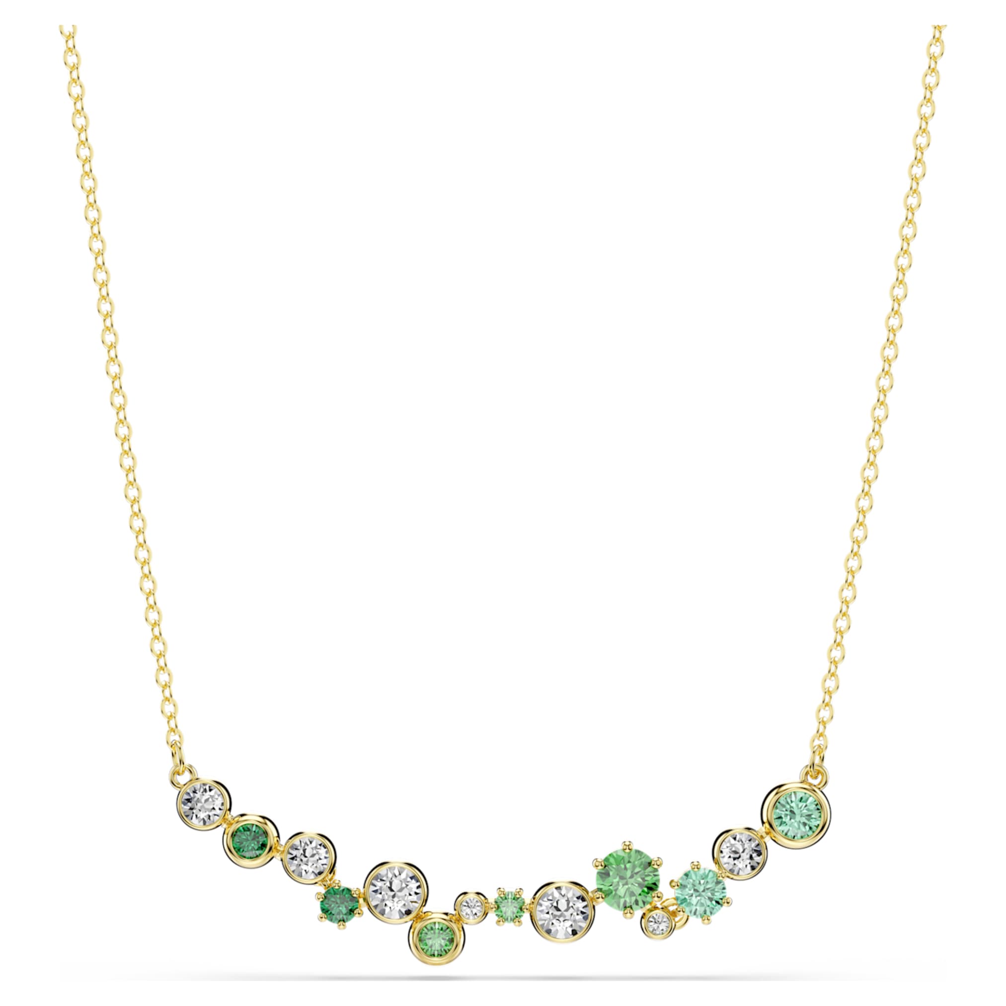Swarovski Constella necklace Mixed cuts, Green, 18K gold finish