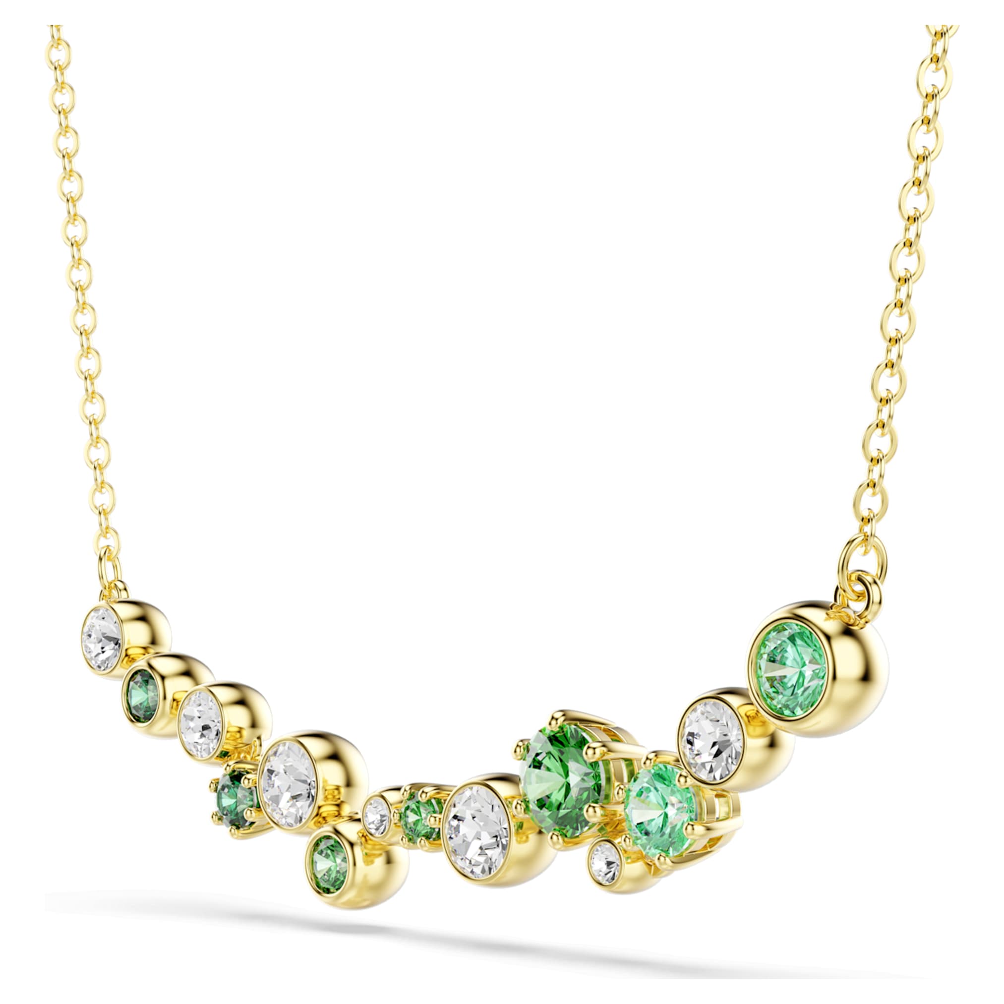 Swarovski Constella necklace Mixed cuts, Green, 18K gold finish