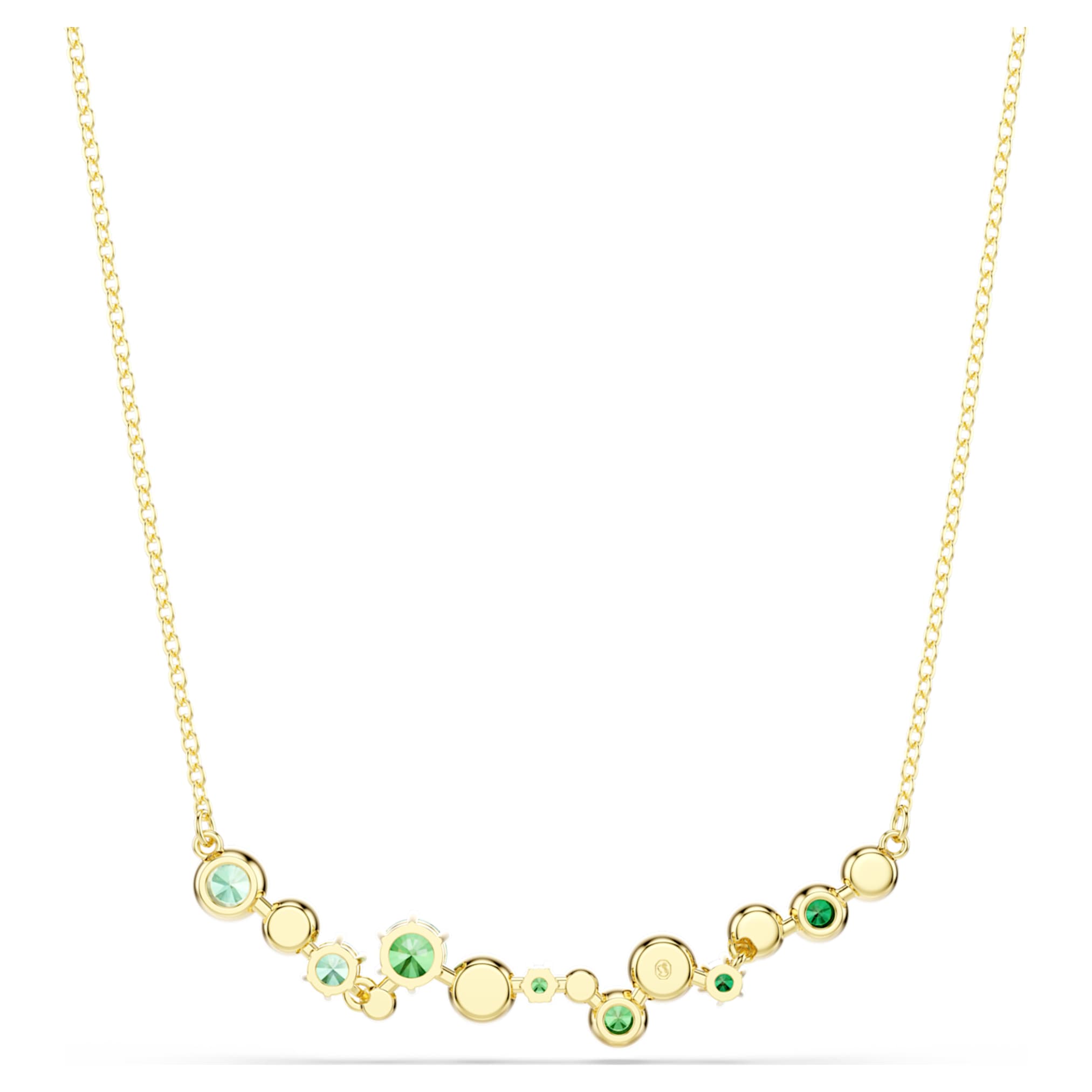 Swarovski Constella necklace Mixed cuts, Green, 18K gold finish
