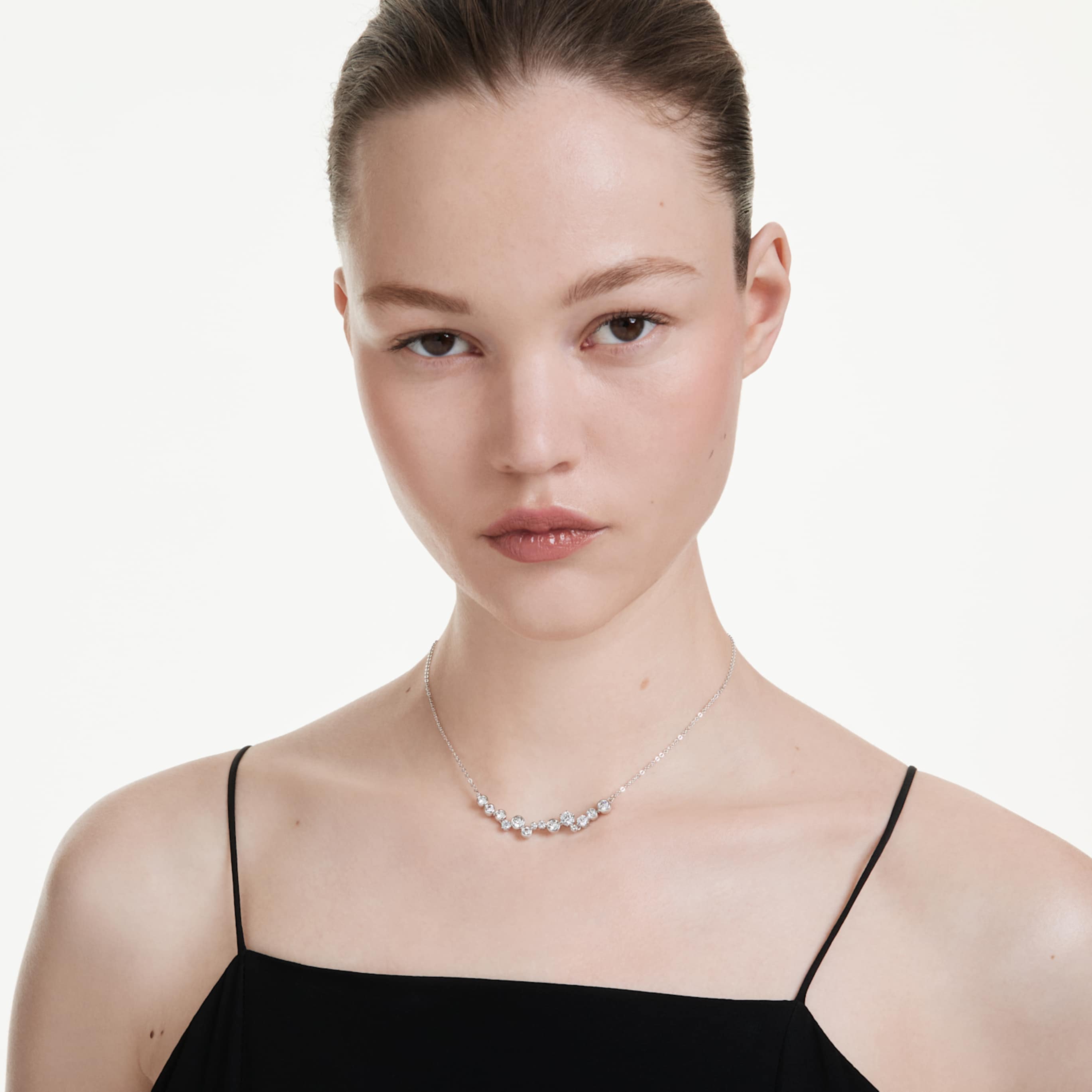 Swarovski Constella necklace Mixed cuts, Green, 18K gold finish