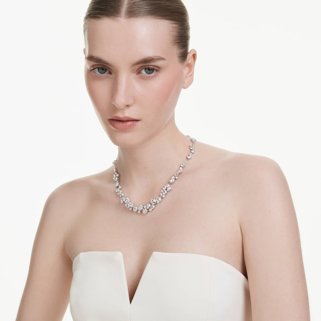Swarovski Constella necklace Round cut, White, Rhodium plated