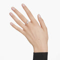 Swarovski Constella open ring Crystal pearl, Round cuts, White, Rhodium plated