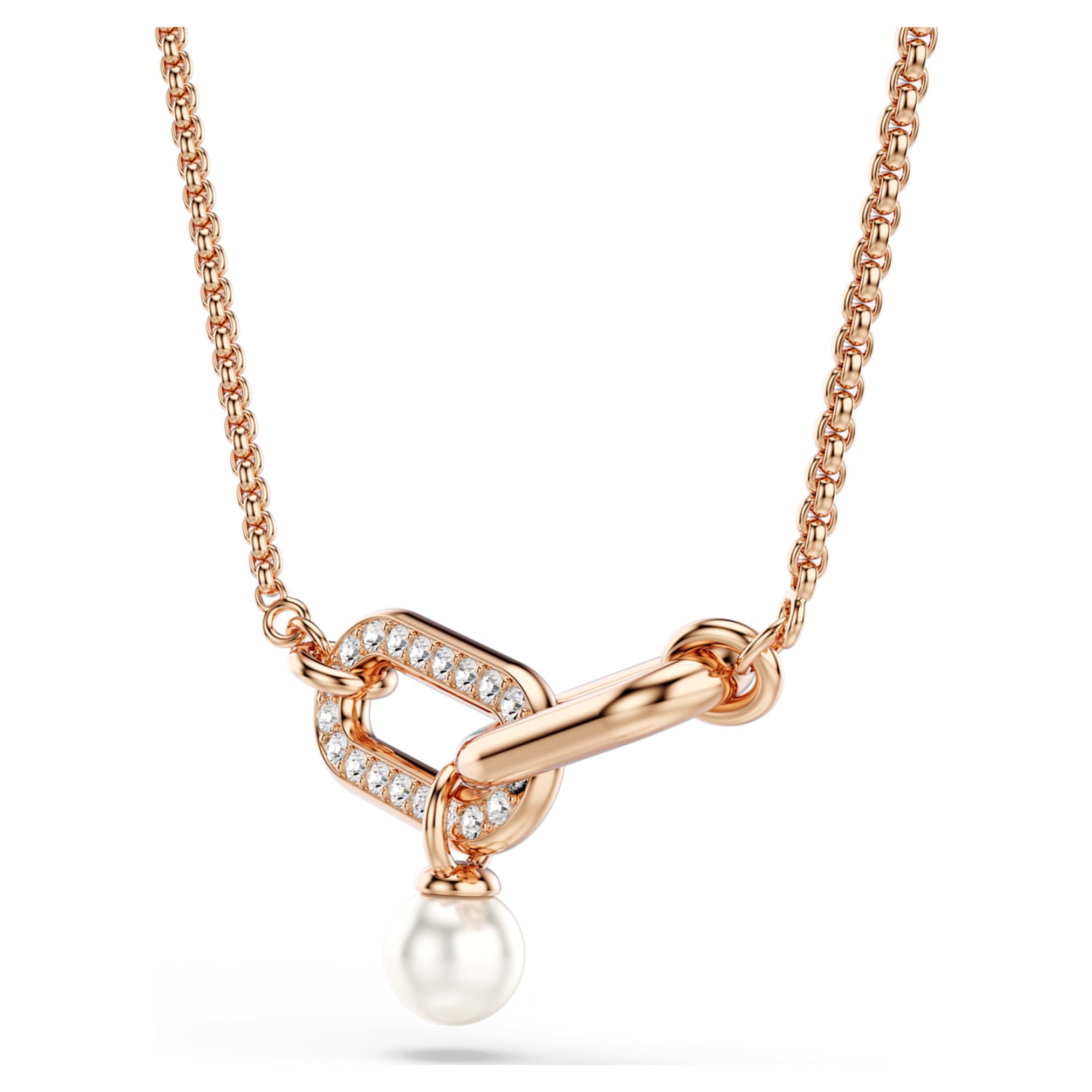 Swarovski Constella pendant Crystal pearl, Round cut, White, 18K rose gold finish