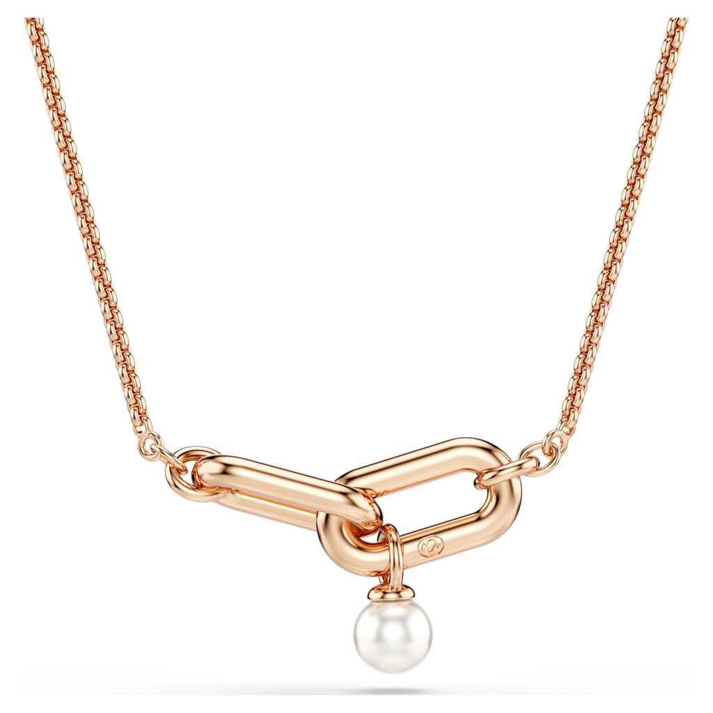 Swarovski Constella pendant Crystal pearl, Round cut, White, 18K rose gold finish