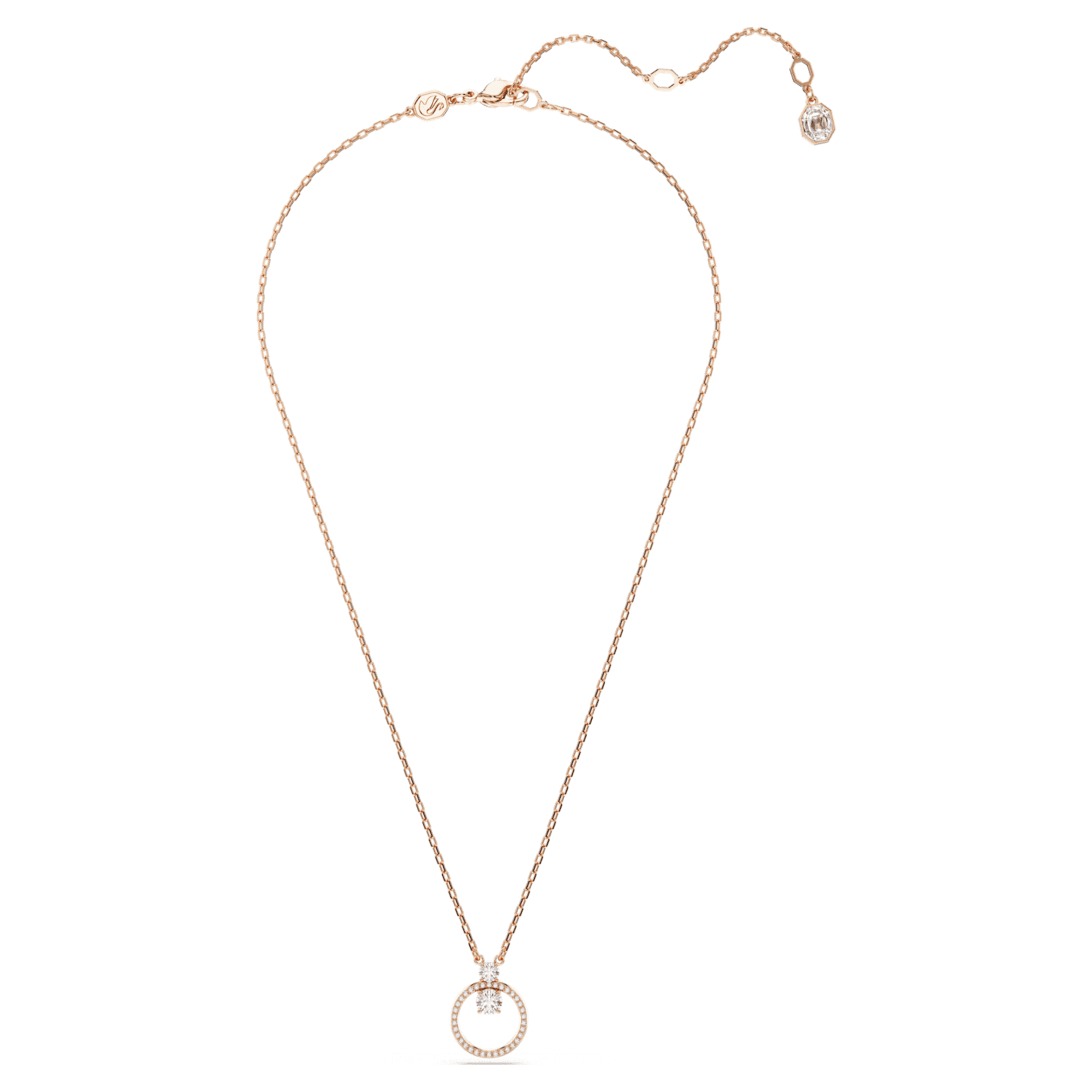 Swarovski Constella pendant Pavé, Round cut, White, 18K rose gold finish