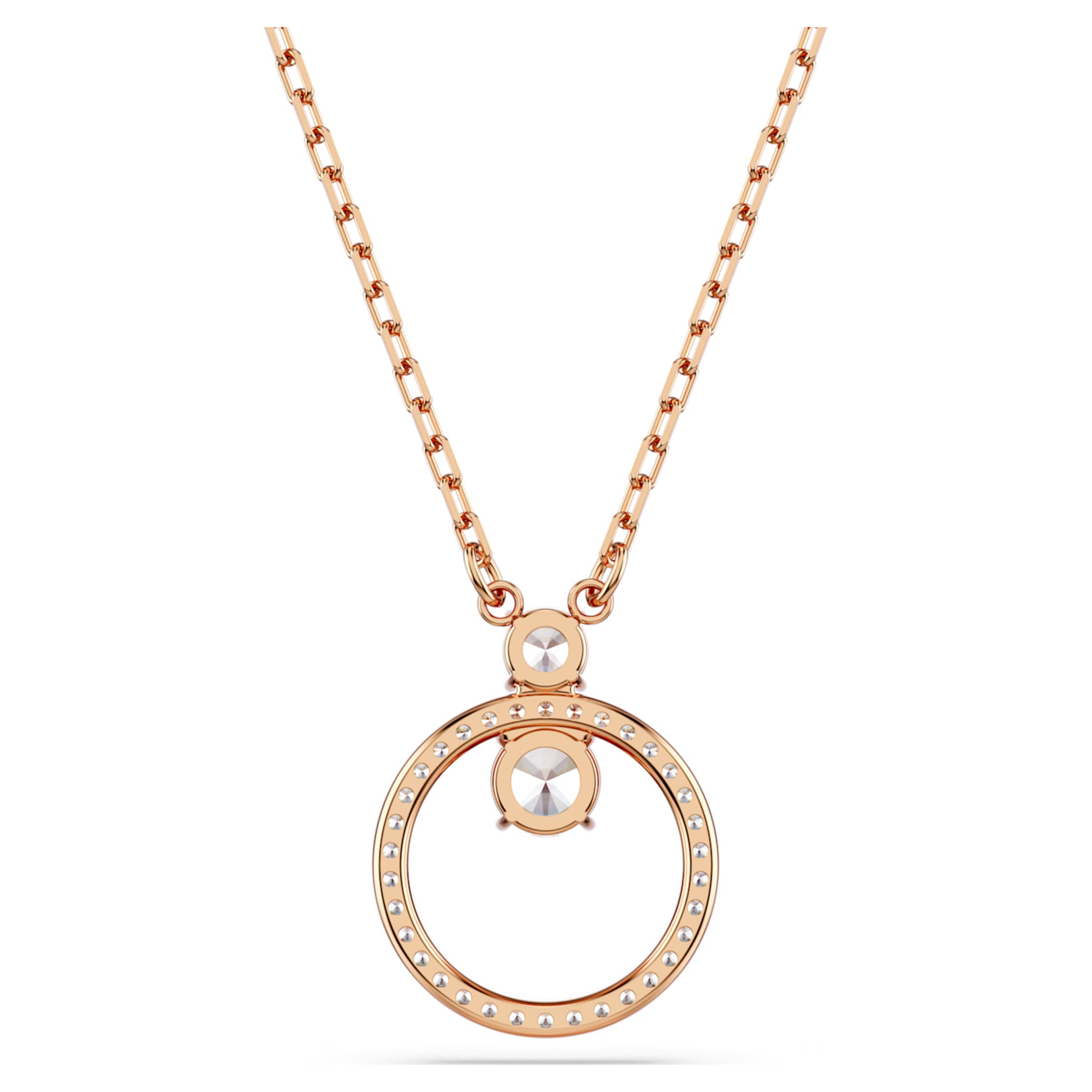 Swarovski Constella pendant Pavé, Round cut, White, 18K rose gold finish