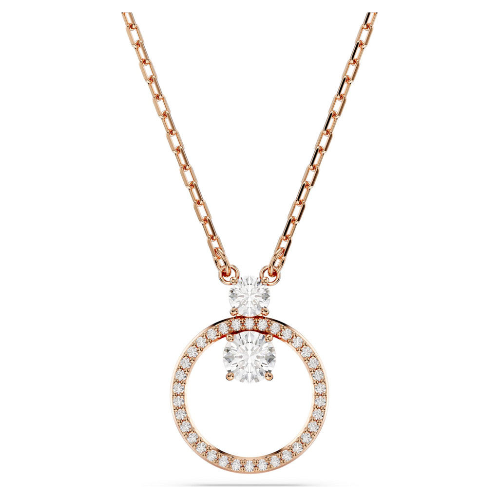 Swarovski Constella pendant Pavé, Round cut, White, 18K rose gold finish