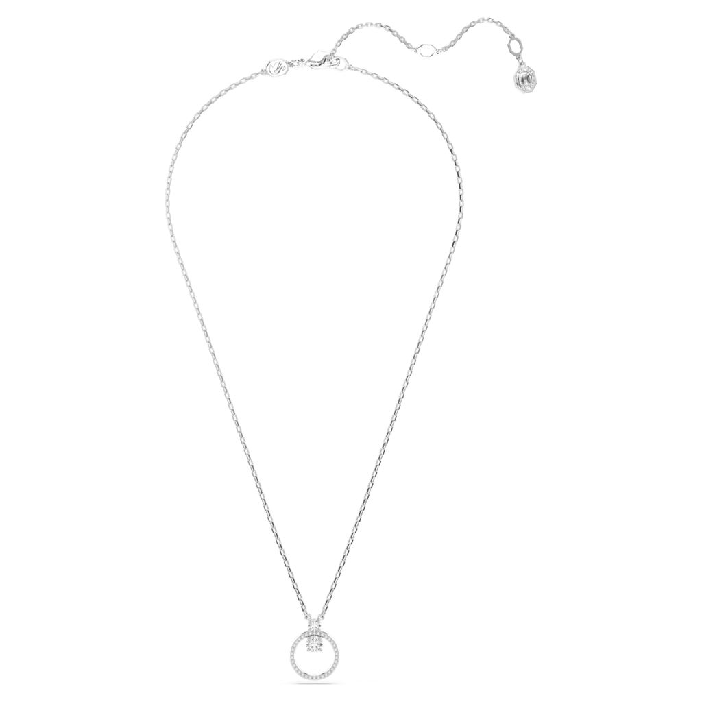 Swarovski Constella pendant Pavé, Round cut, White, Rhodium plated