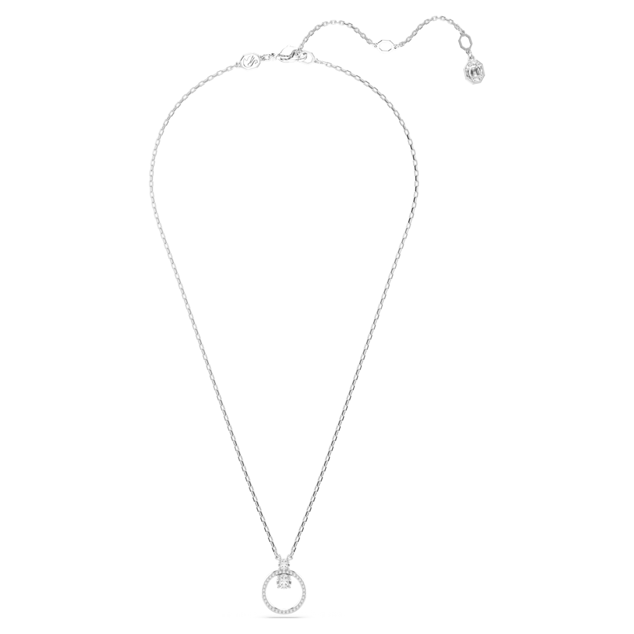 Swarovski Constella pendant Pavé, Round cut, White, Rhodium plated