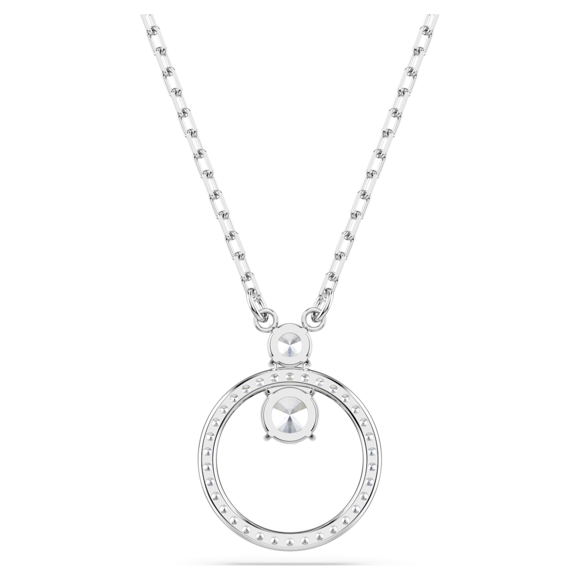 Swarovski Constella pendant Pavé, Round cut, White, Rhodium plated