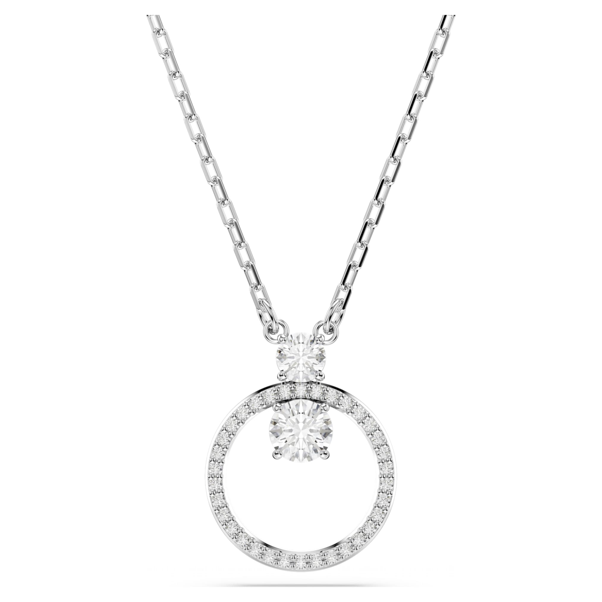 Swarovski Constella pendant Pavé, Round cut, White, Rhodium plated
