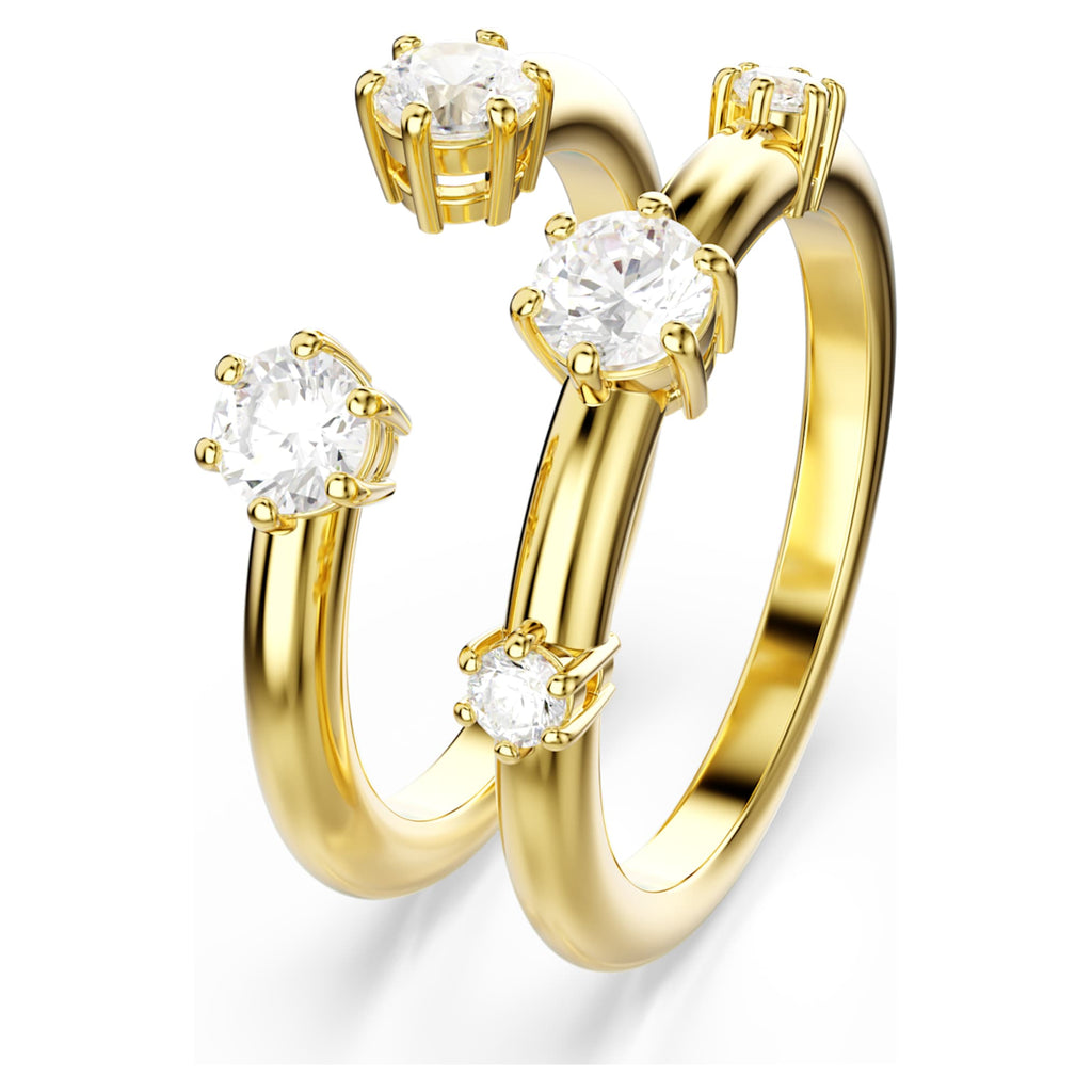 Swarovski Constella ring Set (2), Round cut, White, 18K gold finish