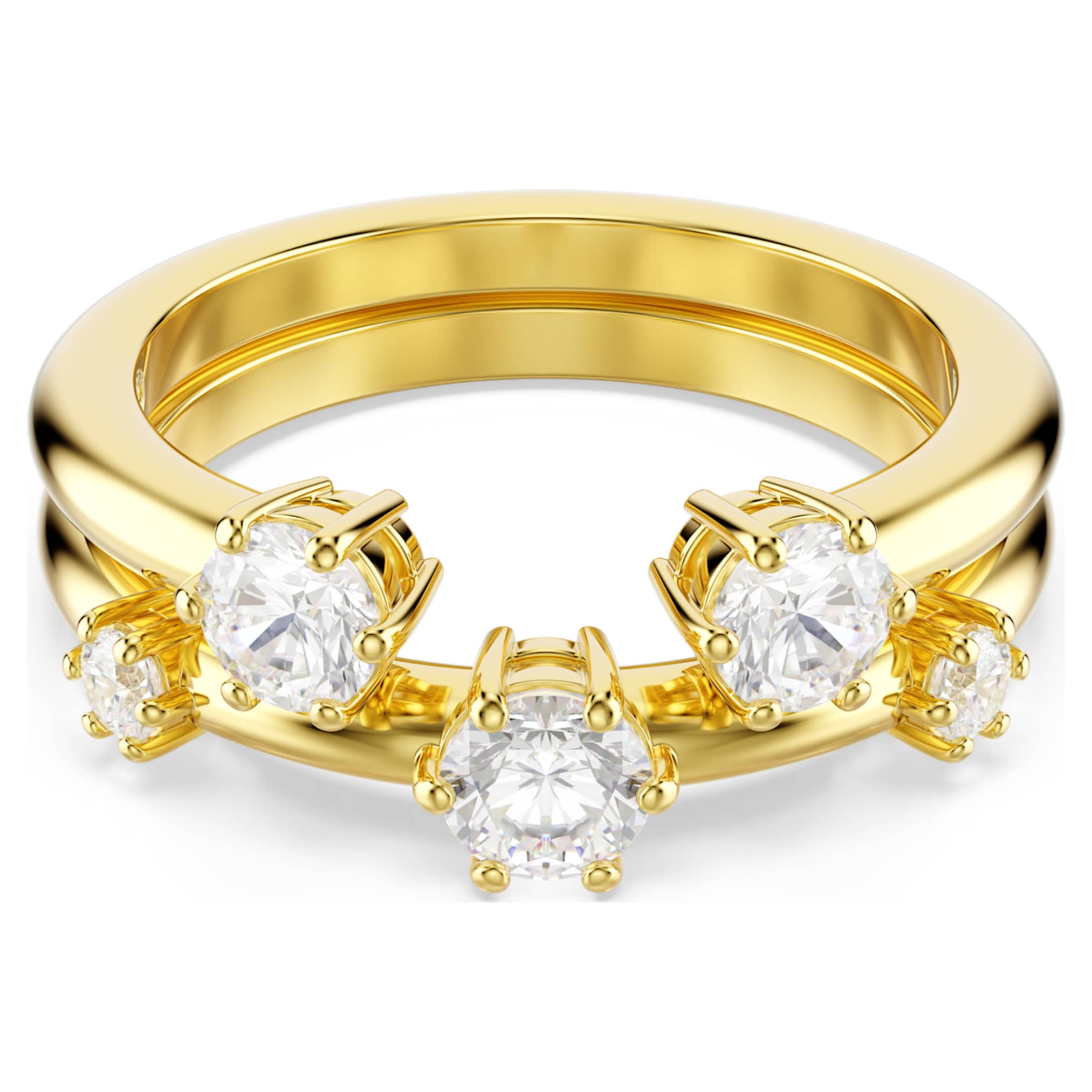 Swarovski Constella ring Set (2), Round cut, White, 18K gold finish