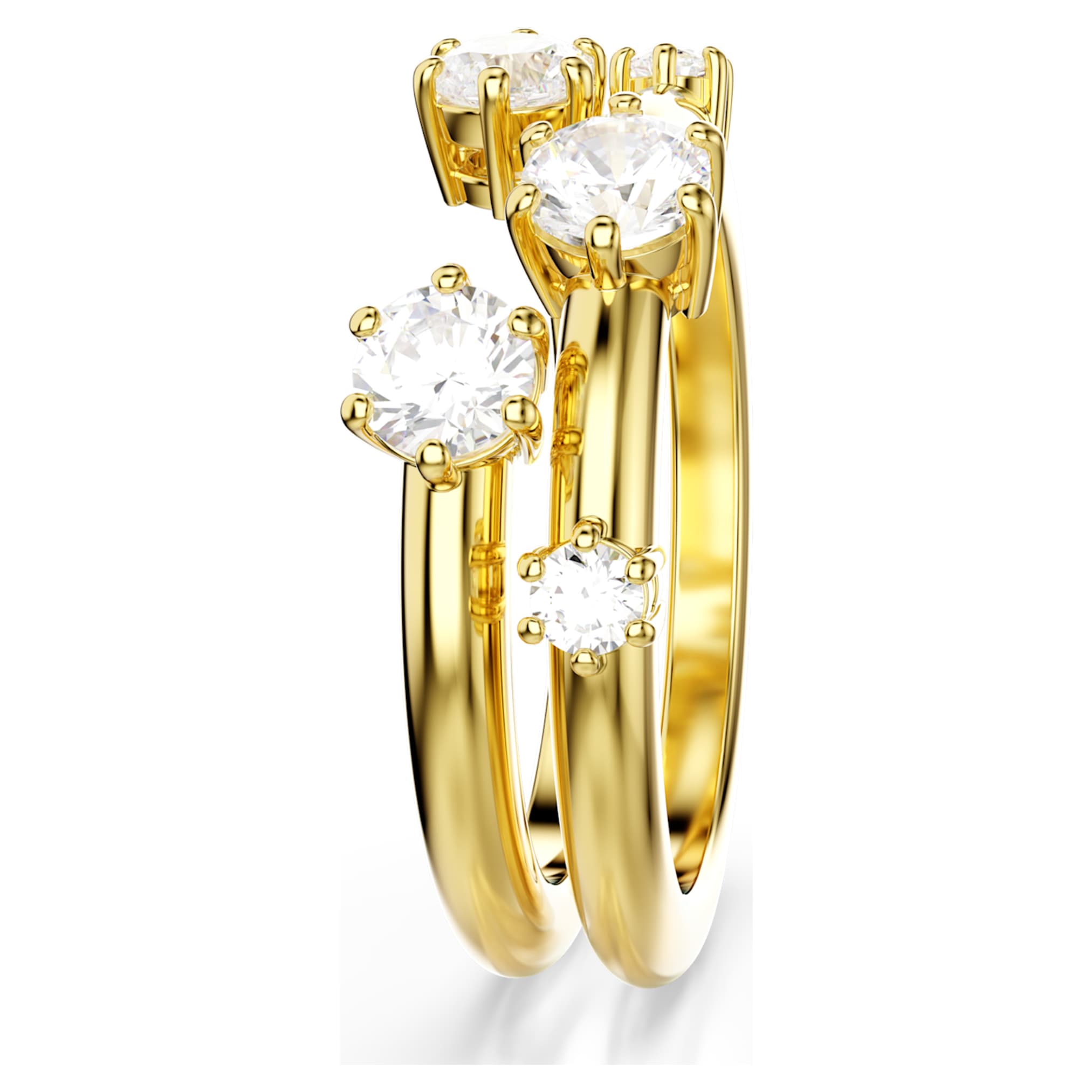 Swarovski Constella ring Set (2), Round cut, White, 18K gold finish