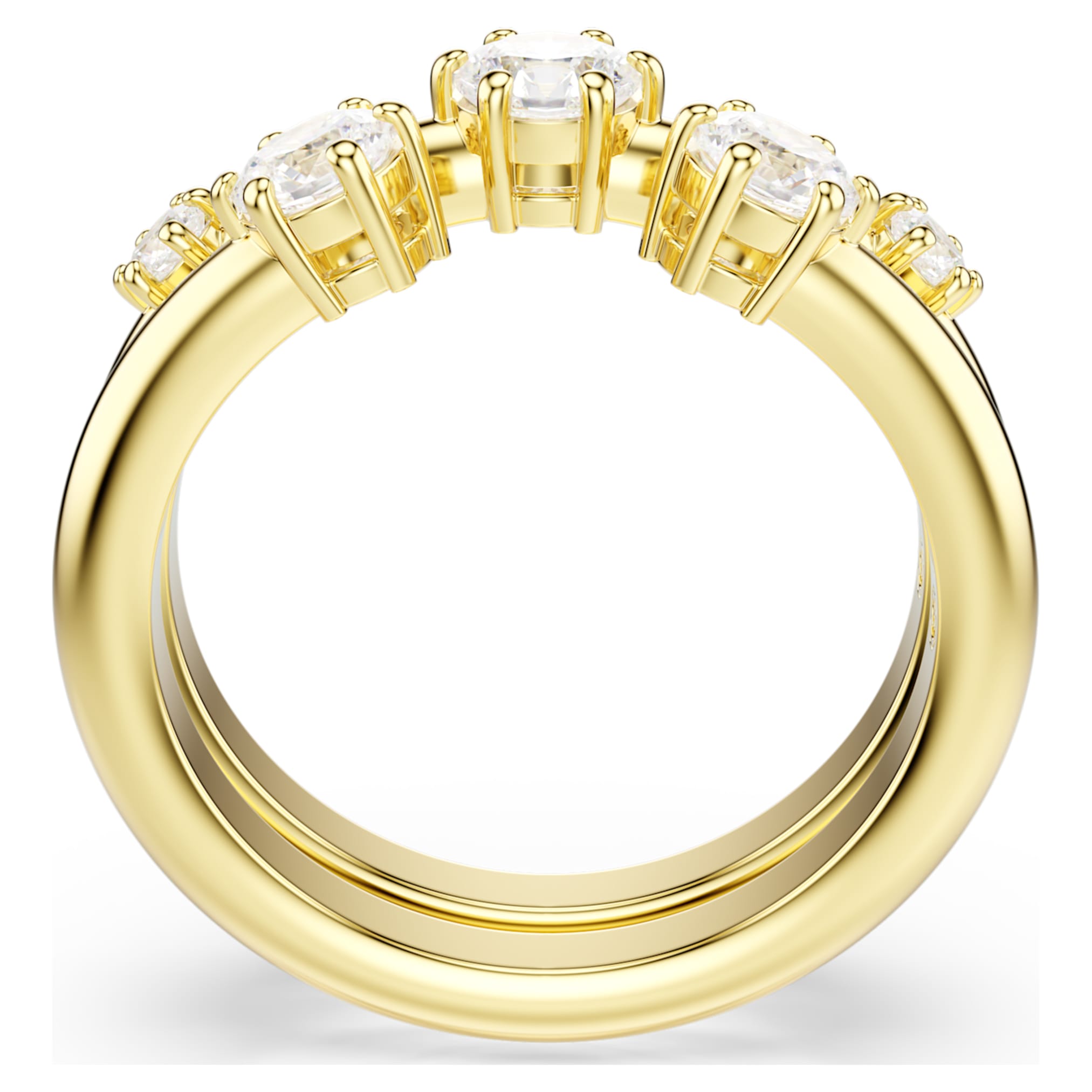 Swarovski Constella ring Set (2), Round cut, White, 18K gold finish