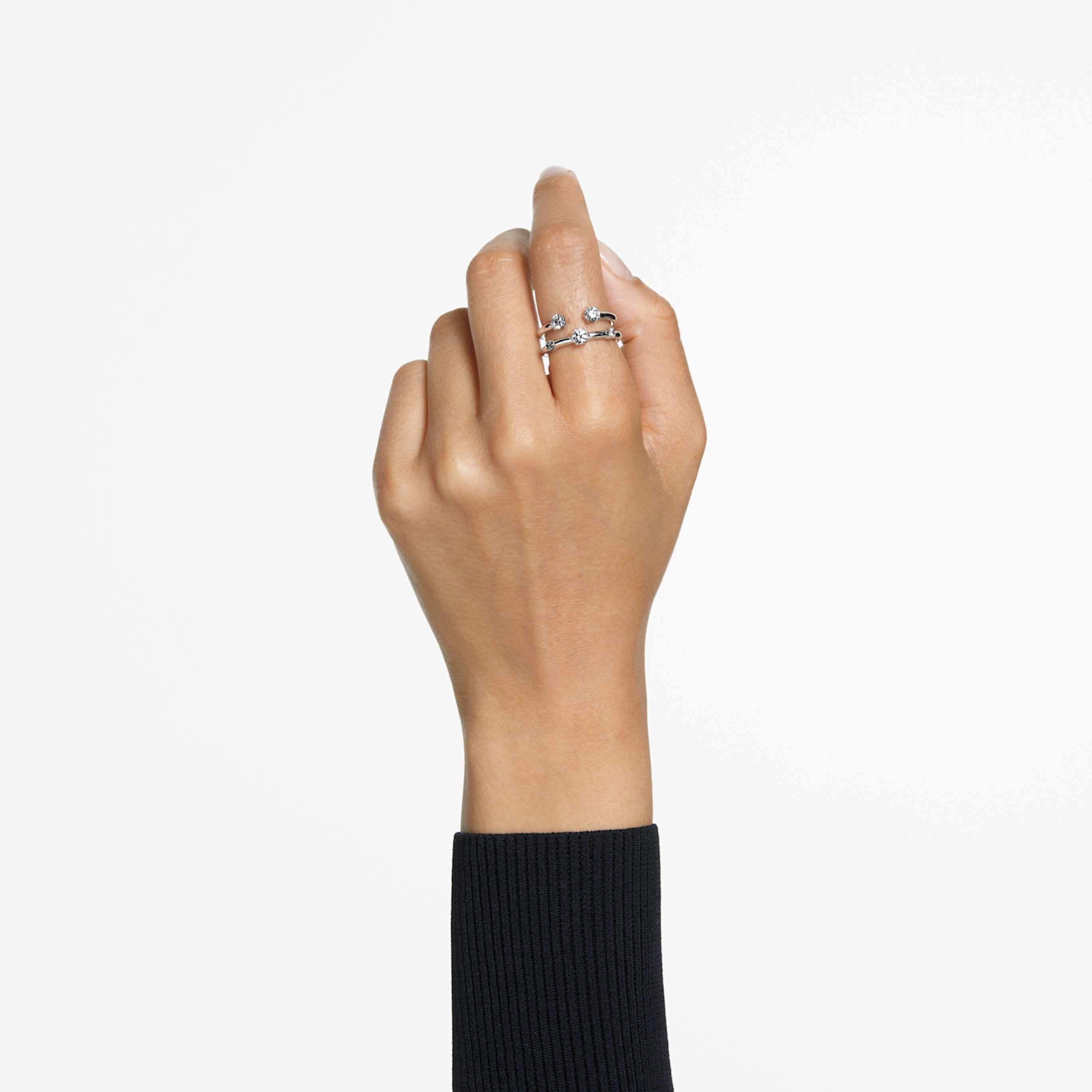 Swarovski Constella ring Set (2), Round cut, White, 18K gold finish