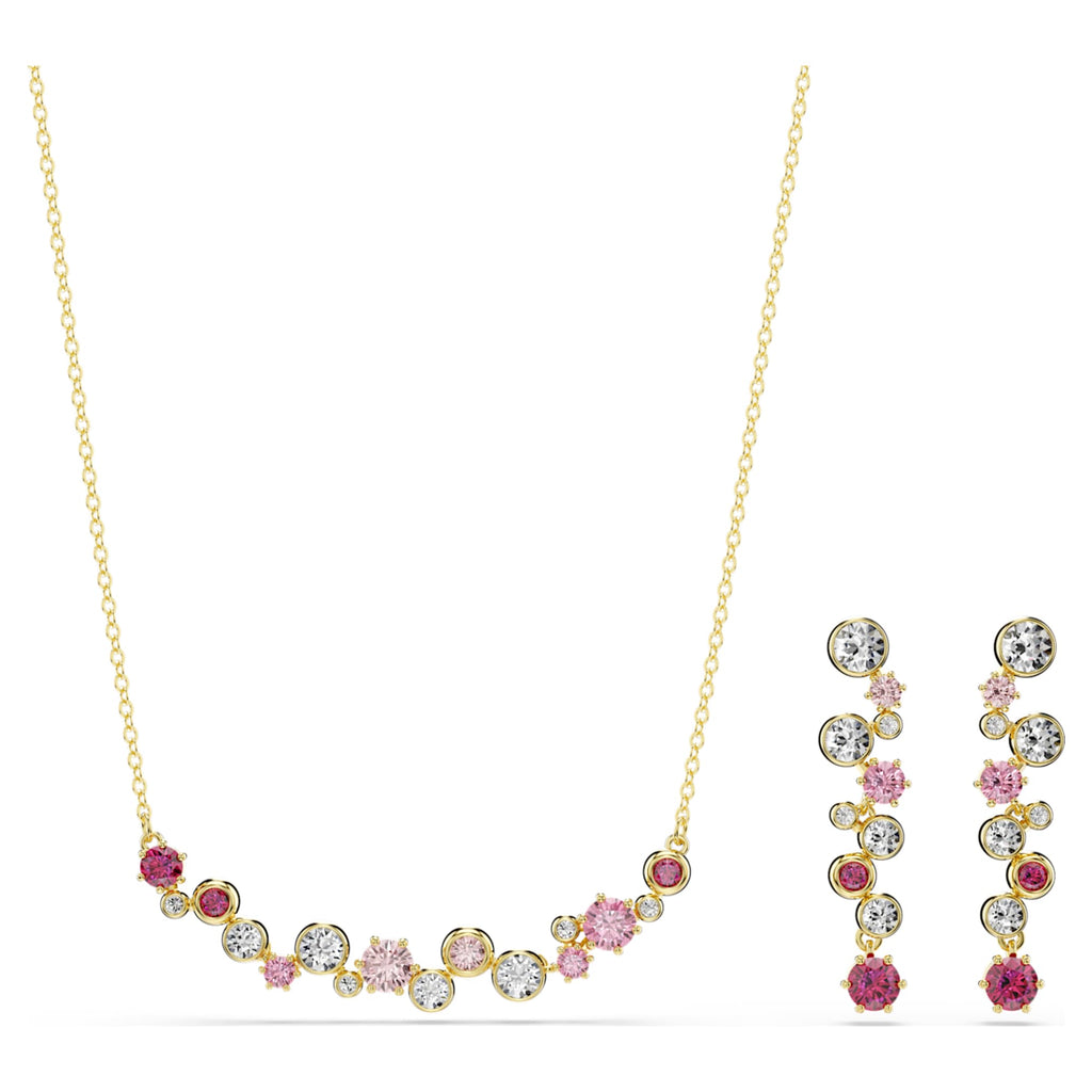 Swarovski Constella set Mixed cuts, Multicolored, 18K gold finish