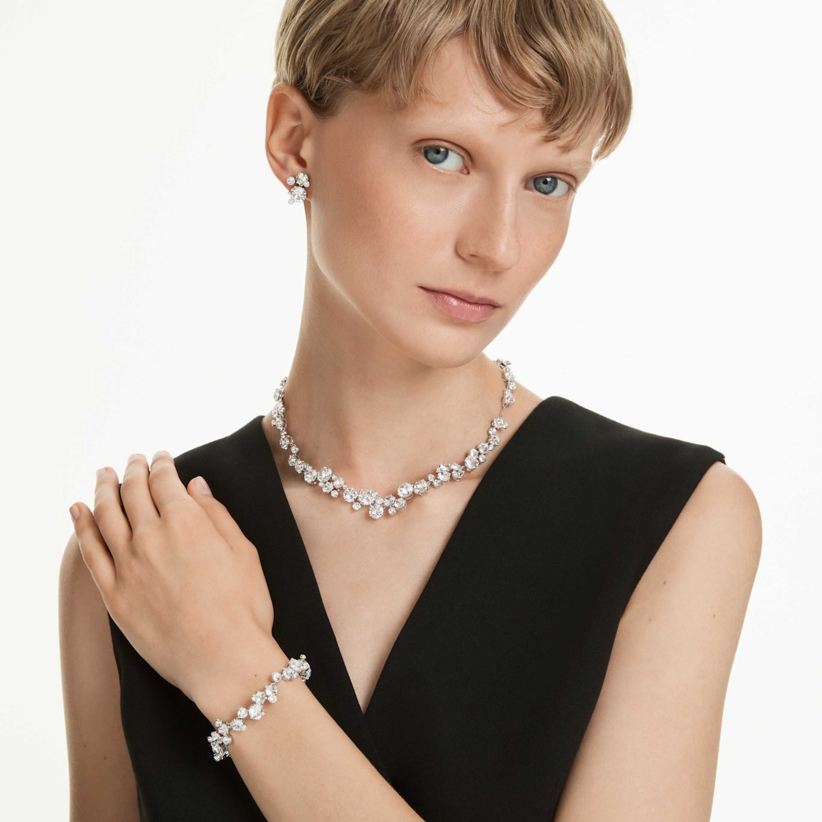 Swarovski Constella set Mixed cuts, White, Rhodium plated