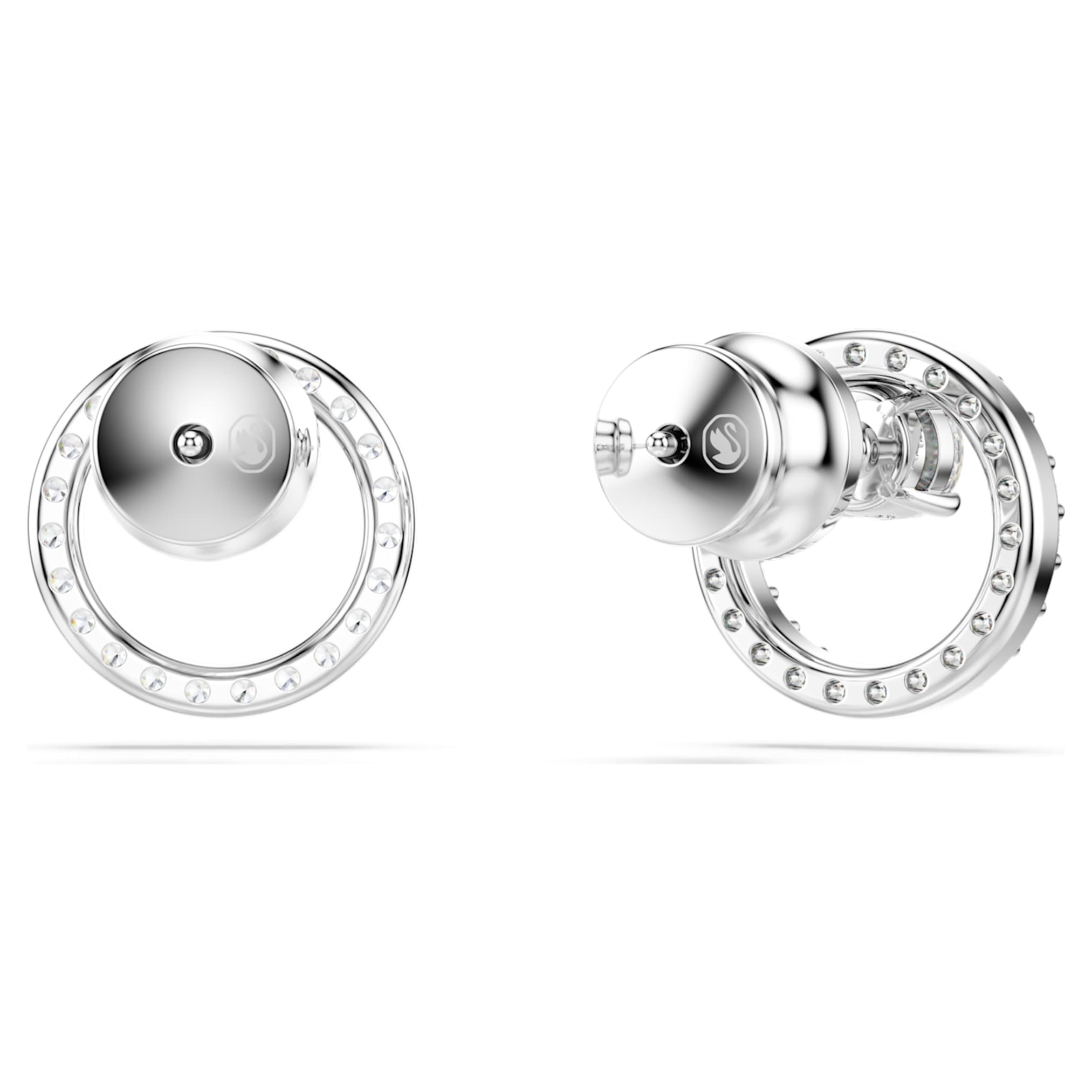 Swarovski Constella stud earrings Round cut, White, Rhodium plated