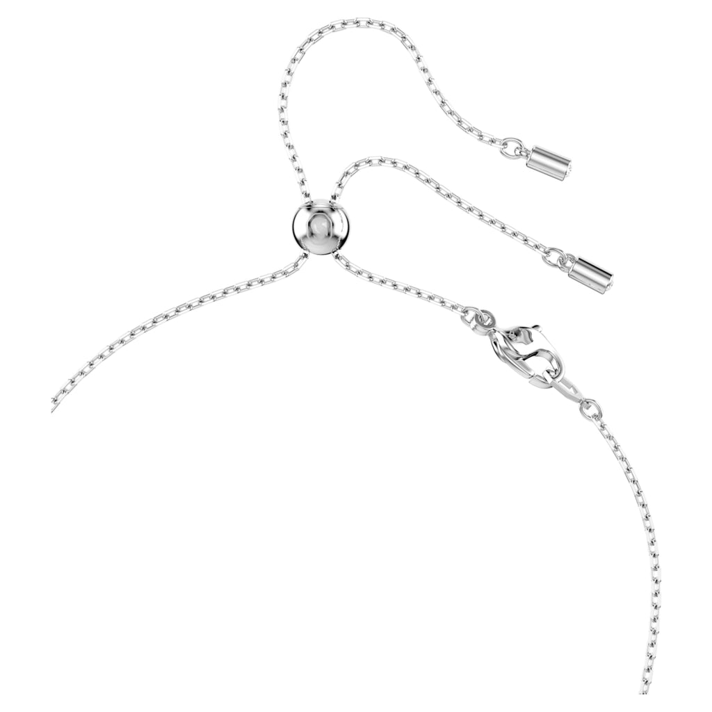 Swarovski Constella Y necklace Crystal pearl, Round cuts, White, Rhodium plated