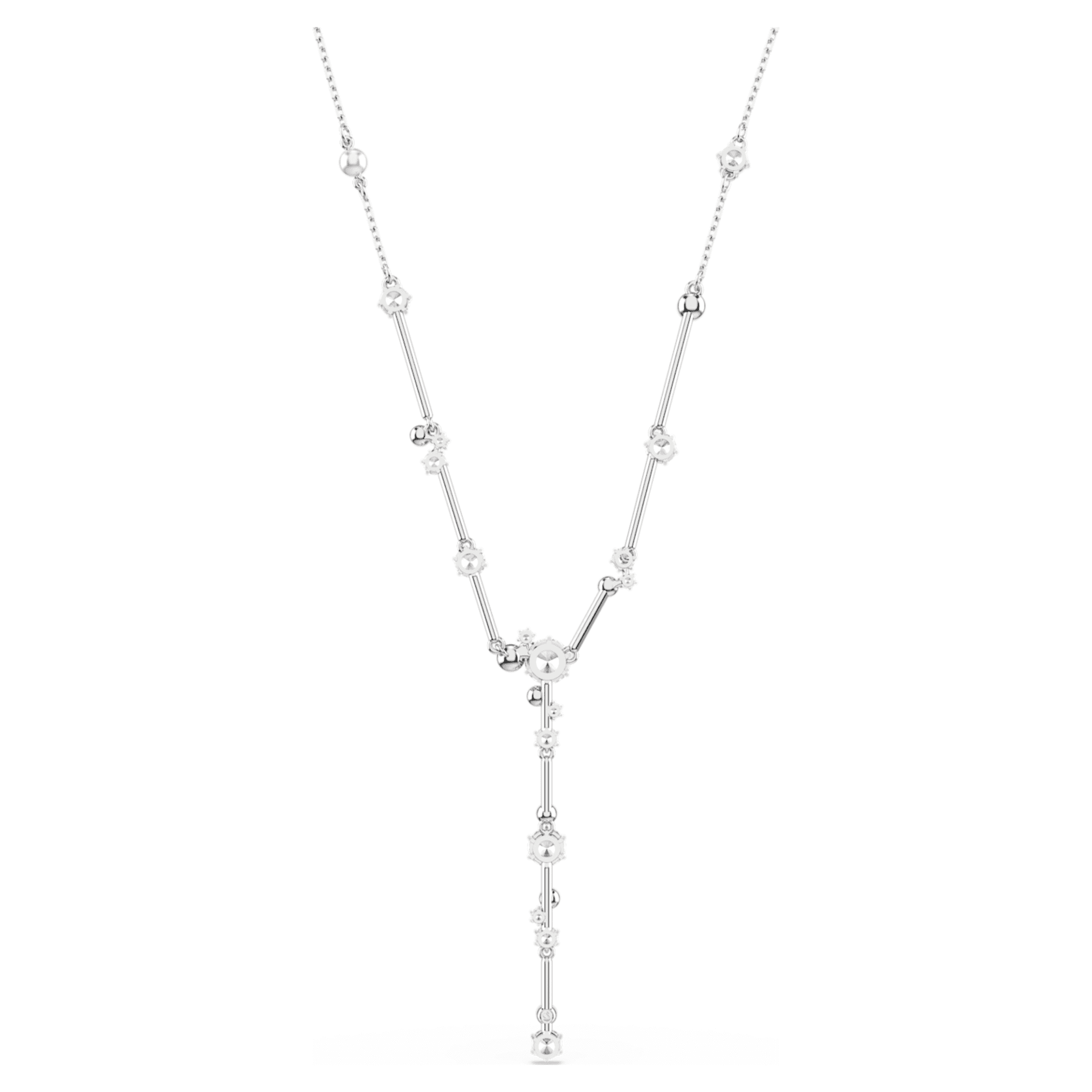 Swarovski Constella Y necklace Crystal pearl, Round cuts, White, Rhodium plated
