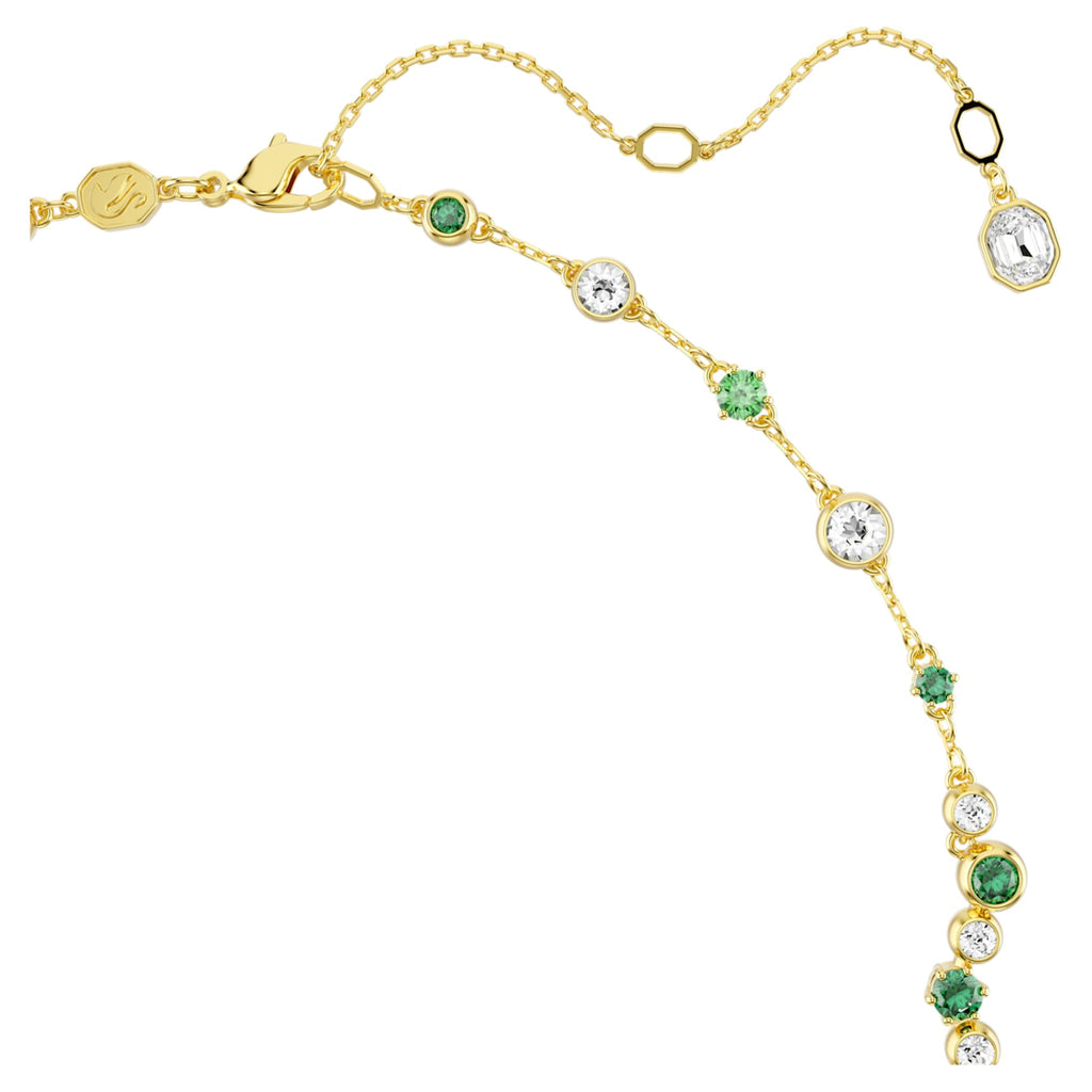 Swarovski Constella y necklace Mixed cuts, Green, 18K gold finish