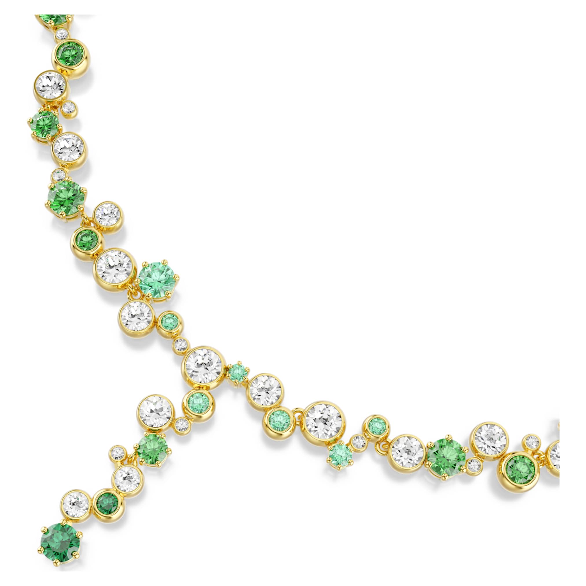 Swarovski Constella y necklace Mixed cuts, Green, 18K gold finish