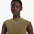 Swarovski Constella y necklace Mixed cuts, Green, 18K gold finish