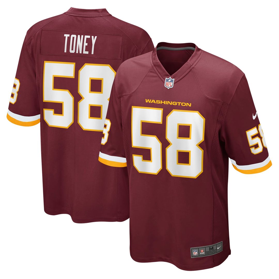 Shaka Toney Washington Football Team Nike Burgundy Game Jersey