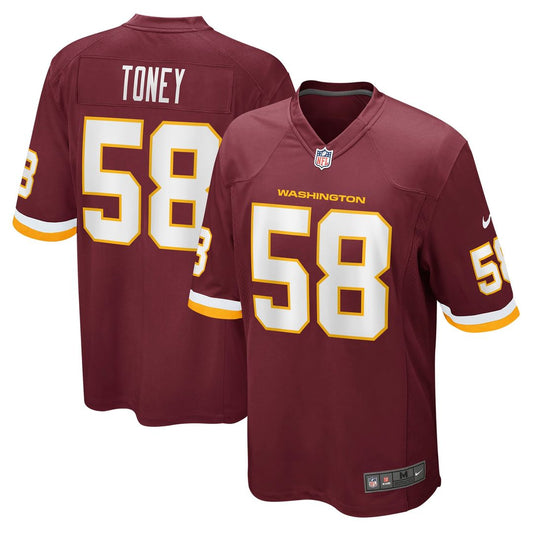 Shaka Toney Washington Football Team Nike Burgundy Game Jersey