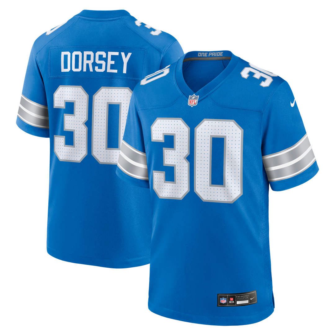 Khalil Dorsey Detroit Lions Nike Blue Team Game Jersey