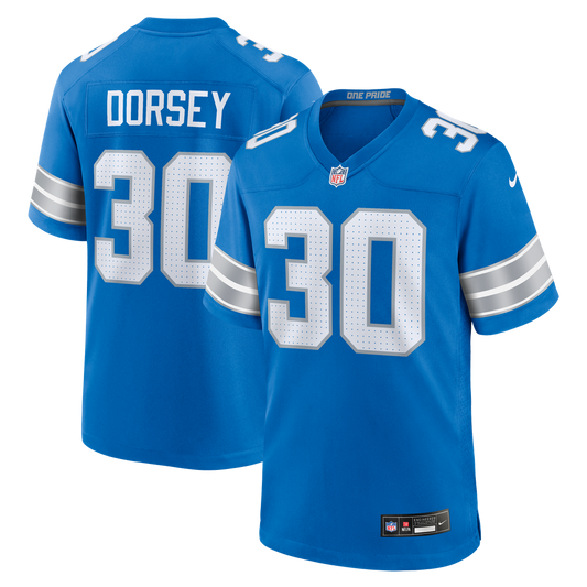 Khalil Dorsey Detroit Lions Nike Blue Team Game Jersey